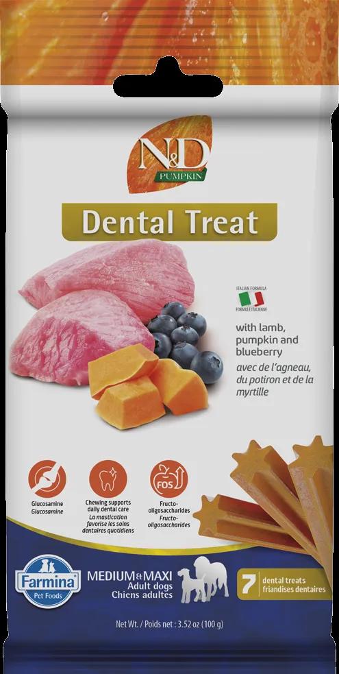 Farmina Lamb, Pumpkin & Blueberry Adult Medium & Maxi Dental Dog Treats, 3.5-oz