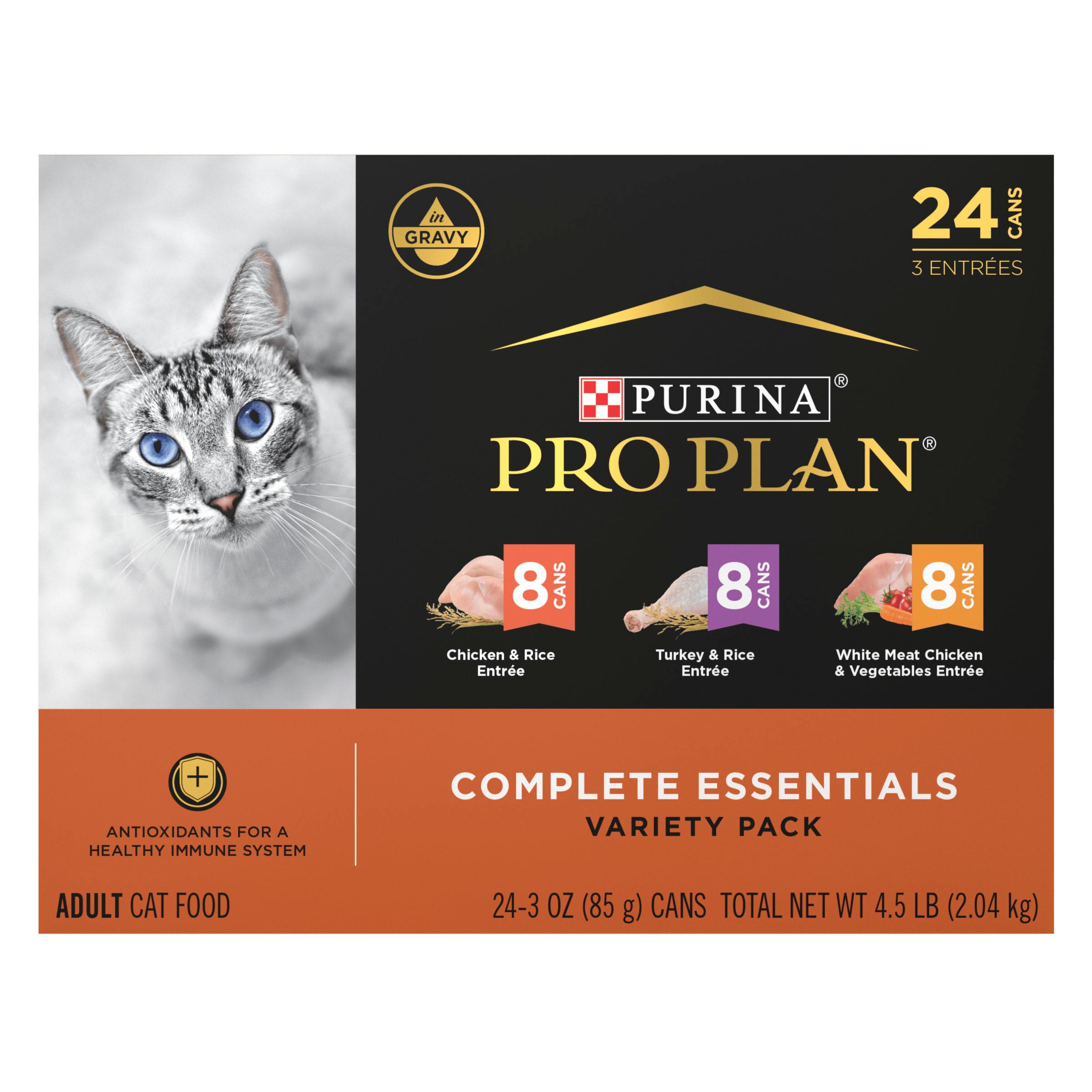 Purina Pro Plan Complete Essentials Chicken & Turkey Variety Pack Wet Cat Food Can, 3-oz, 24-pk