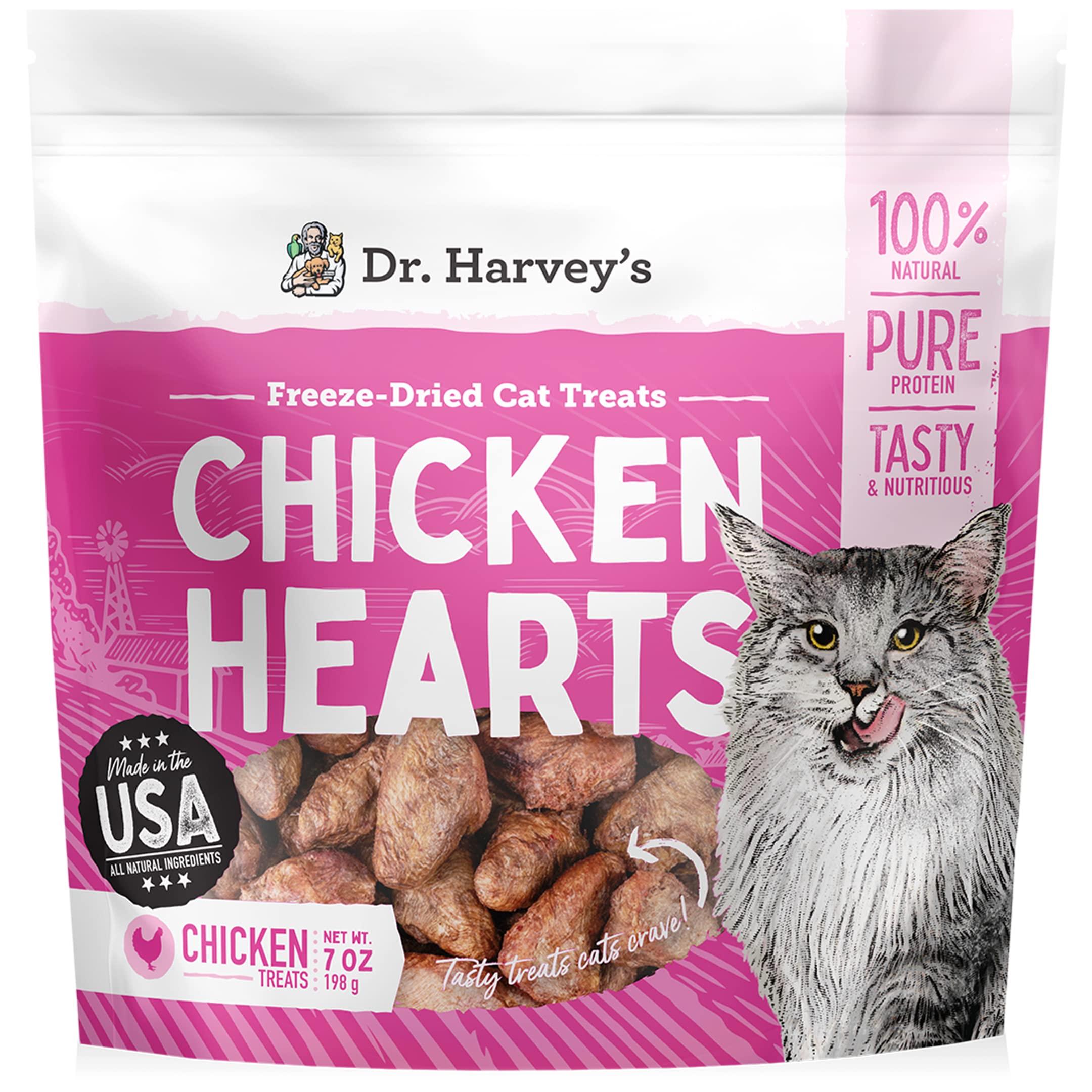 Dr. Harvey's Chicken Hearts Freeze-Dried Cat Treats, 7-oz
