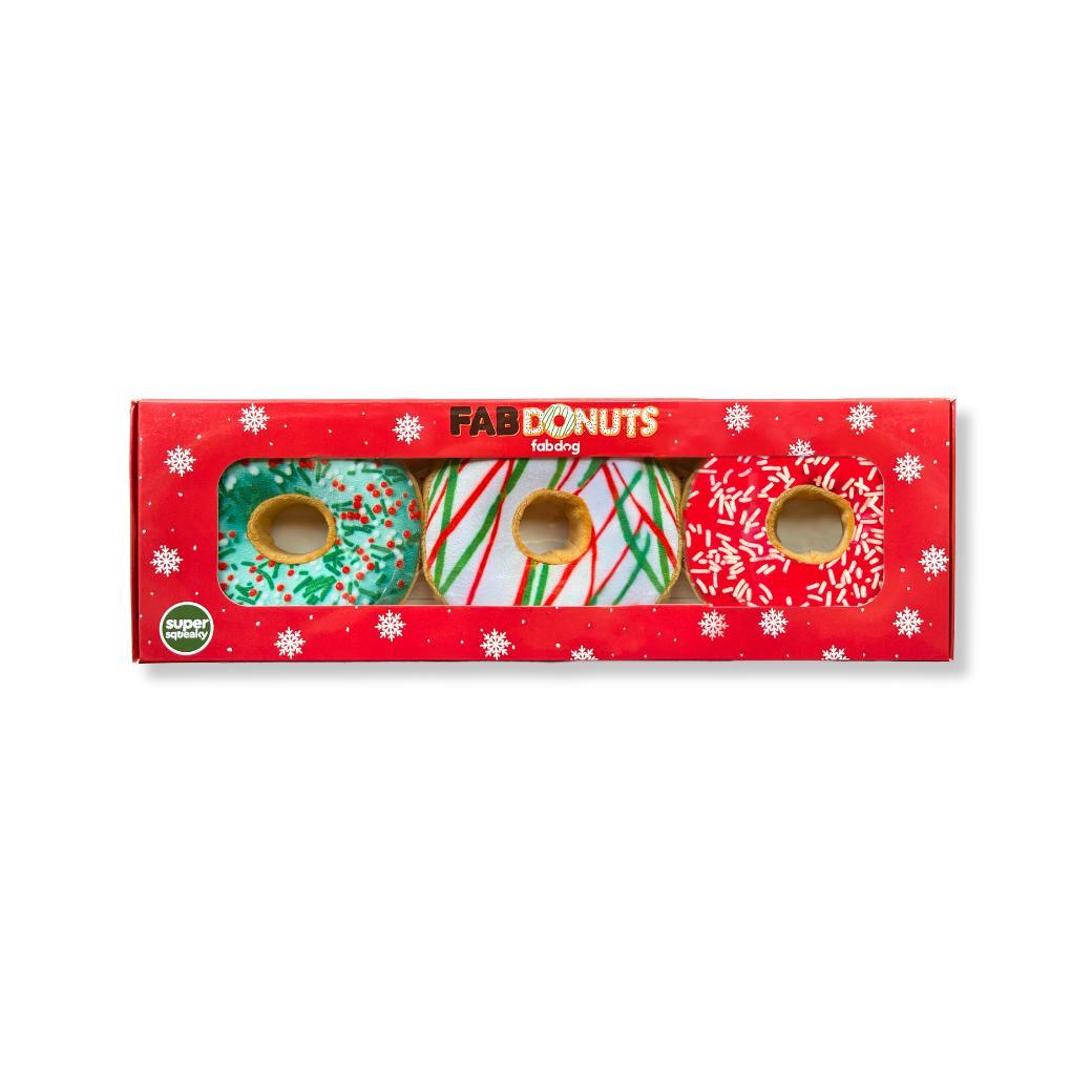 fabdog Holiday Donut Dog Toy, 3-pk
