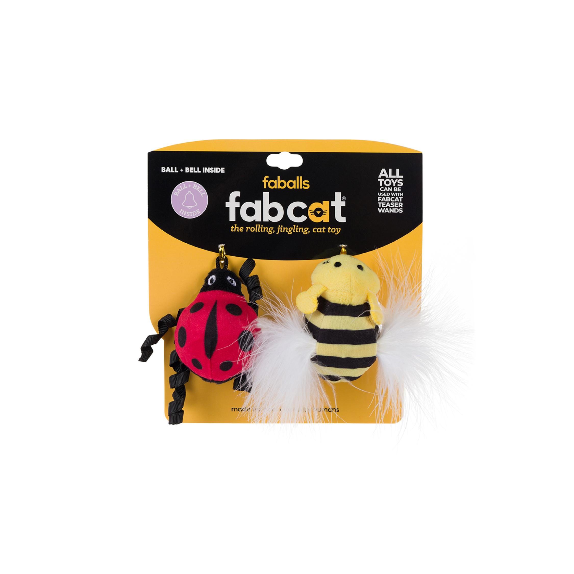 fabdog Ladybug & Bumblebee faball Cat Toy, 2-pk