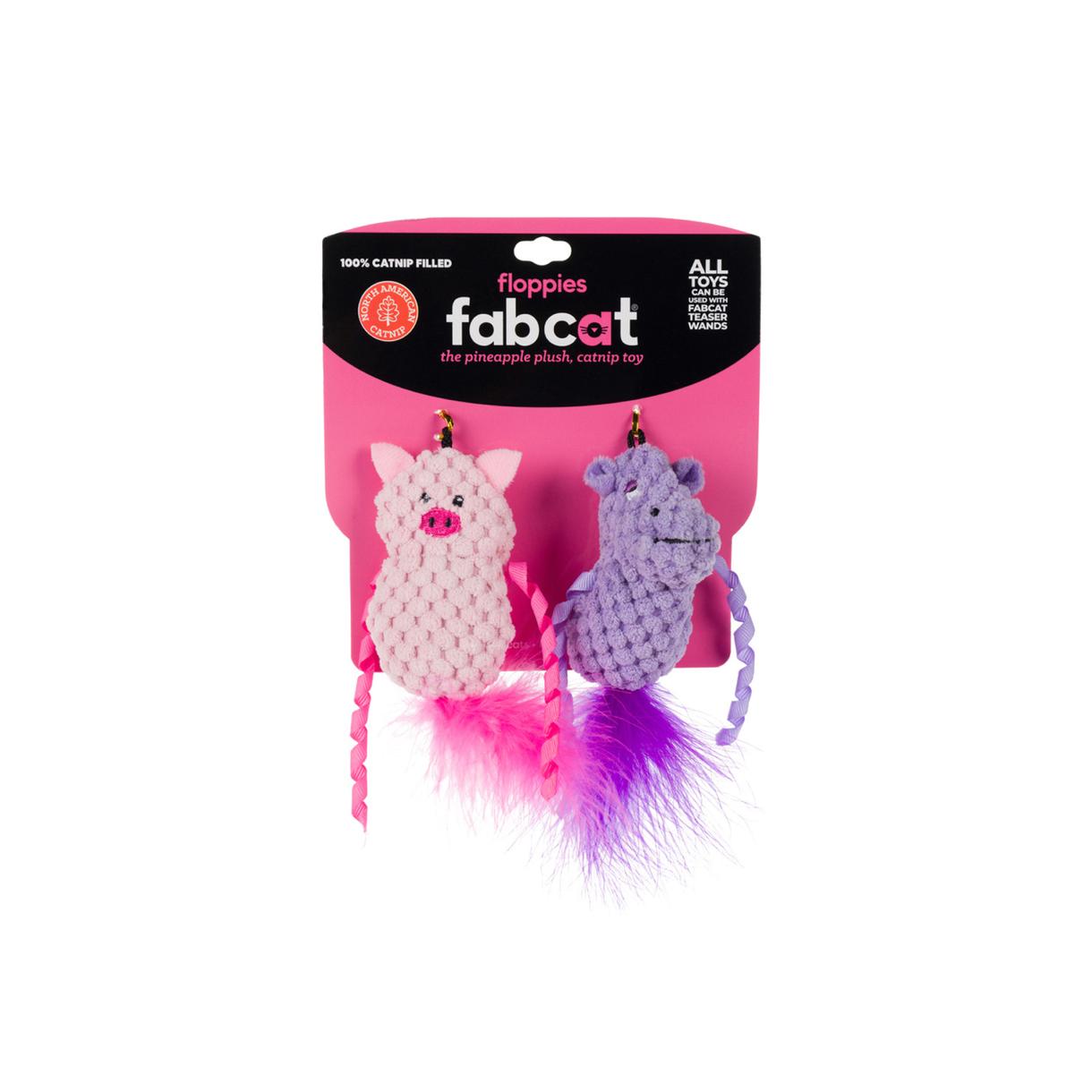 fabdog Pig & Hippo Floppy Cat Toy, 2-pk
