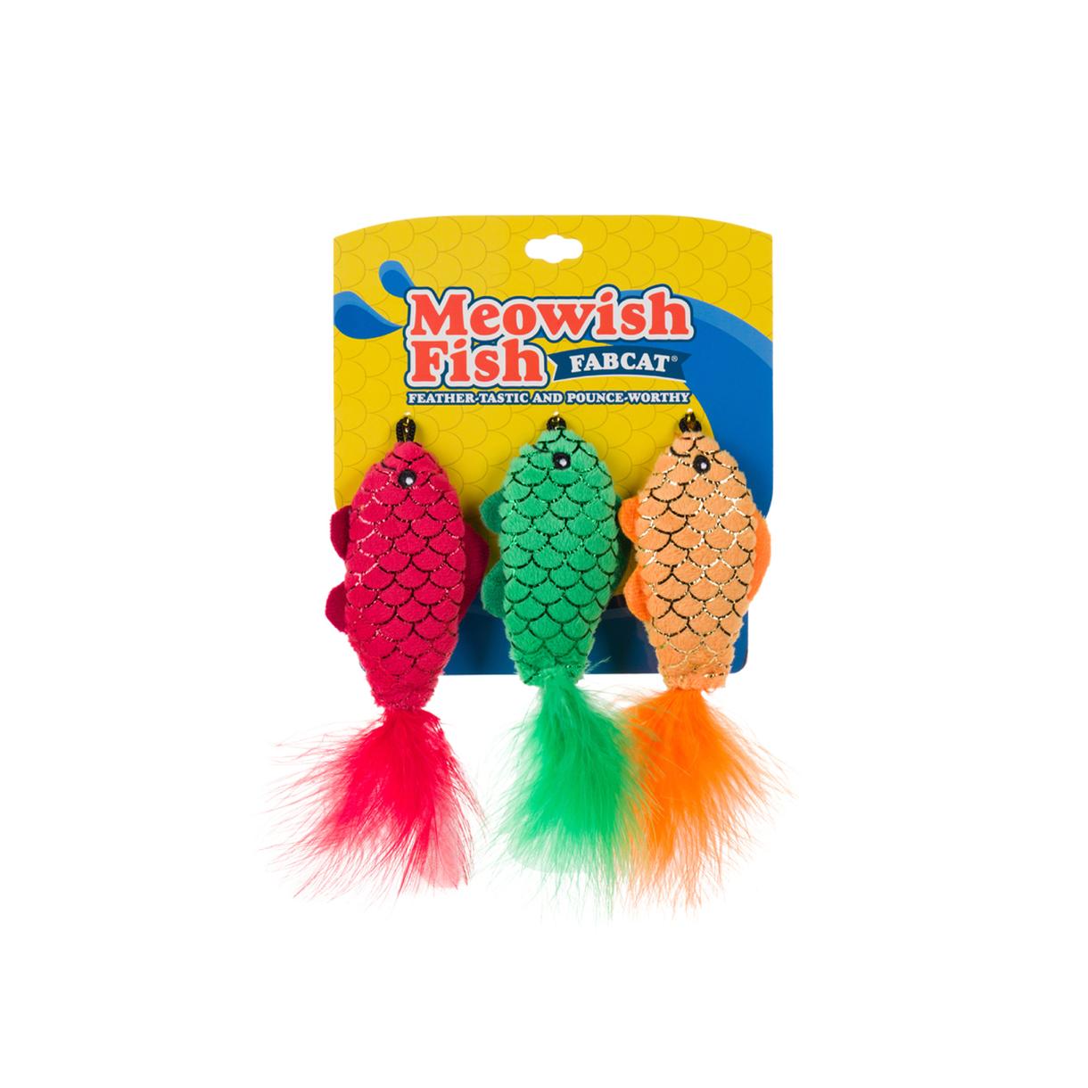 fabdog Meowish Fish Foodie Cat Toy, 3-pk
