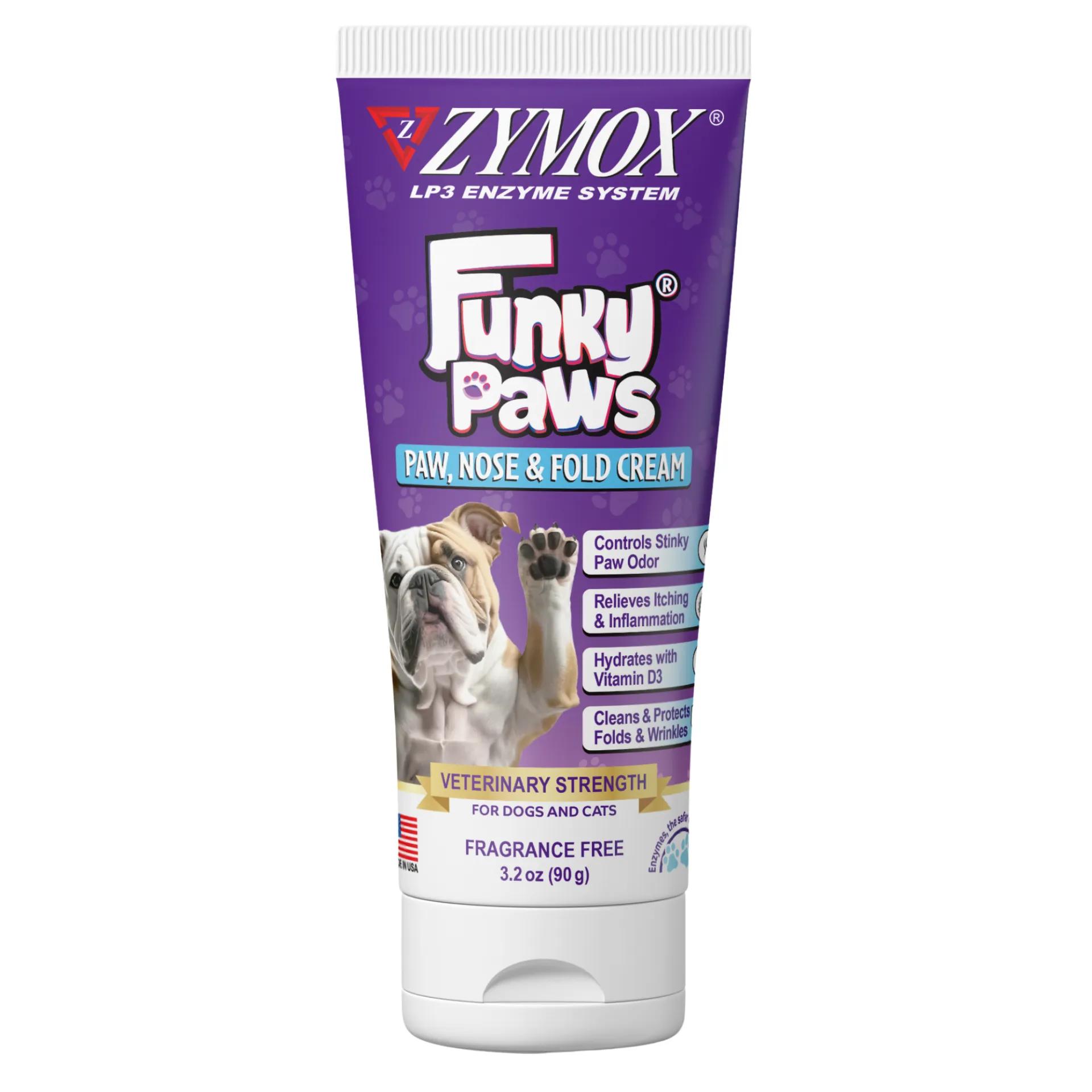 Zymox Funky Paws Paw, Nose & Fold Cream for Dog & Cats, 3.2-oz
