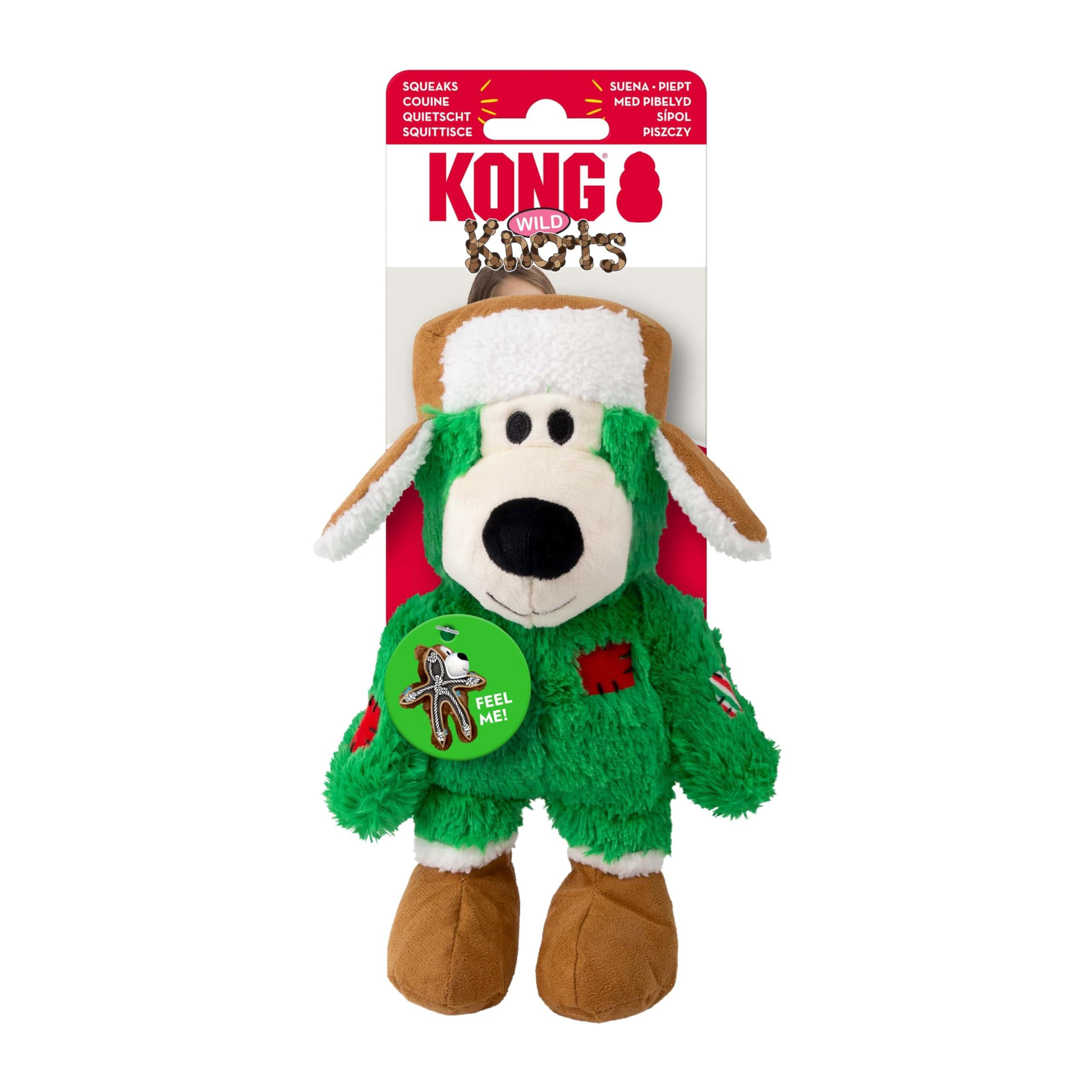 KONG Holiday Wild Knots Bear Dog Toy, Assorted Colors