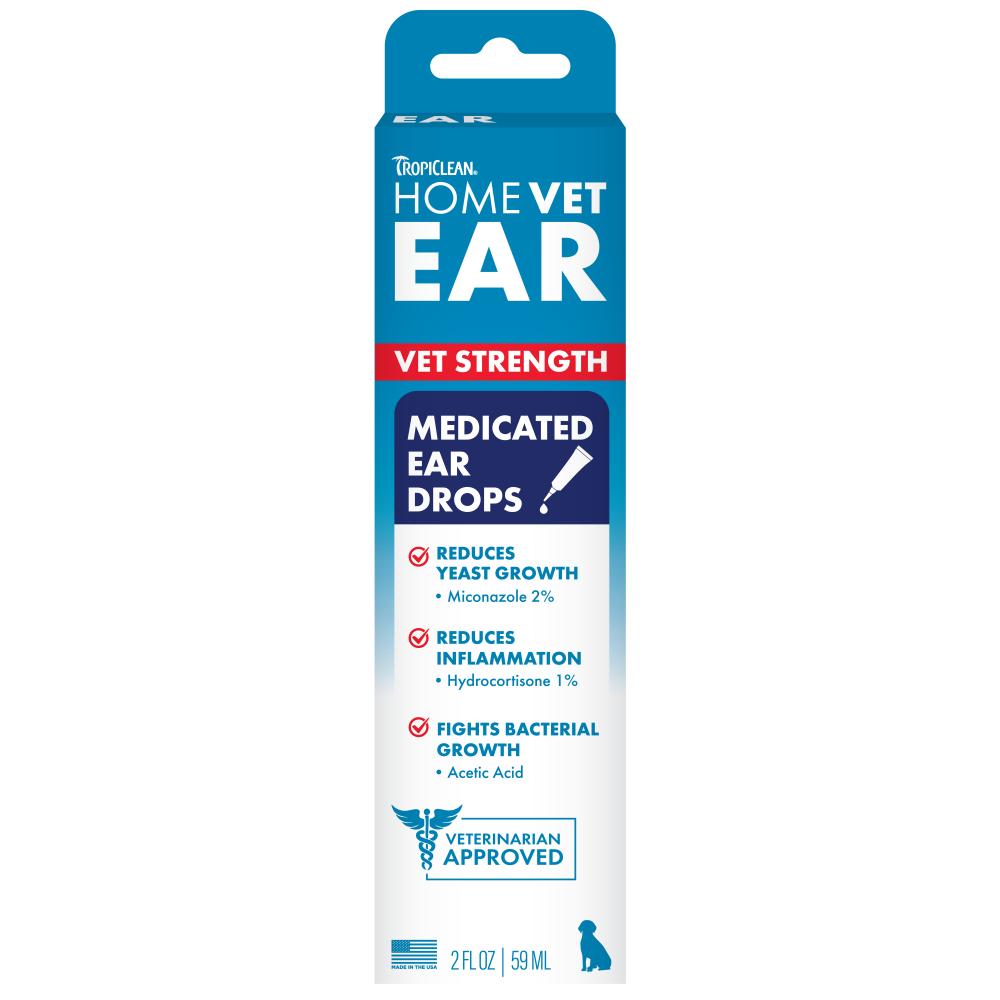 Tropiclean HomeVet Medicated Ear Drops for Dogs, 2-oz