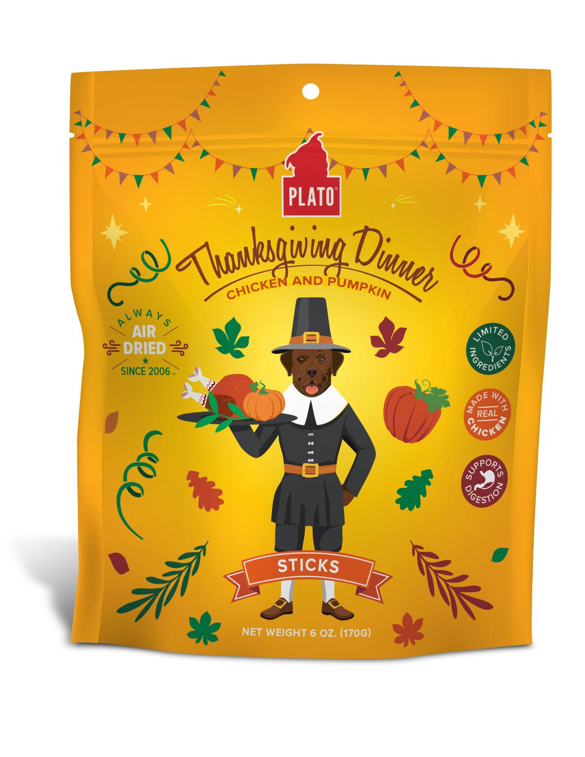 Plato Holiday Thanksgiving Dinner Chicken & Pumpklin Sticks Dog Treats