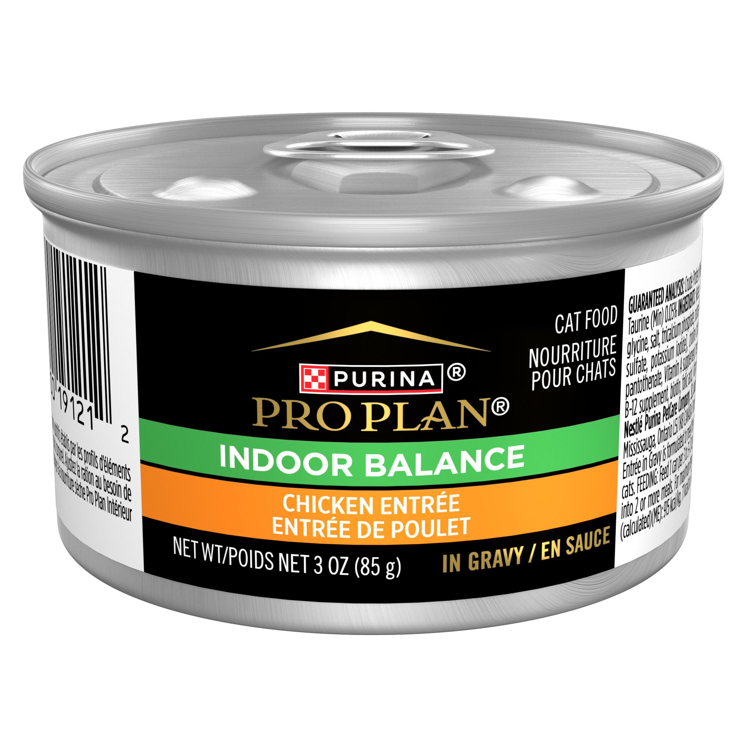 Purina Pro Plan Indoor Balance Chicken Entree in Gravy Wet Cat Food Can, 3-oz