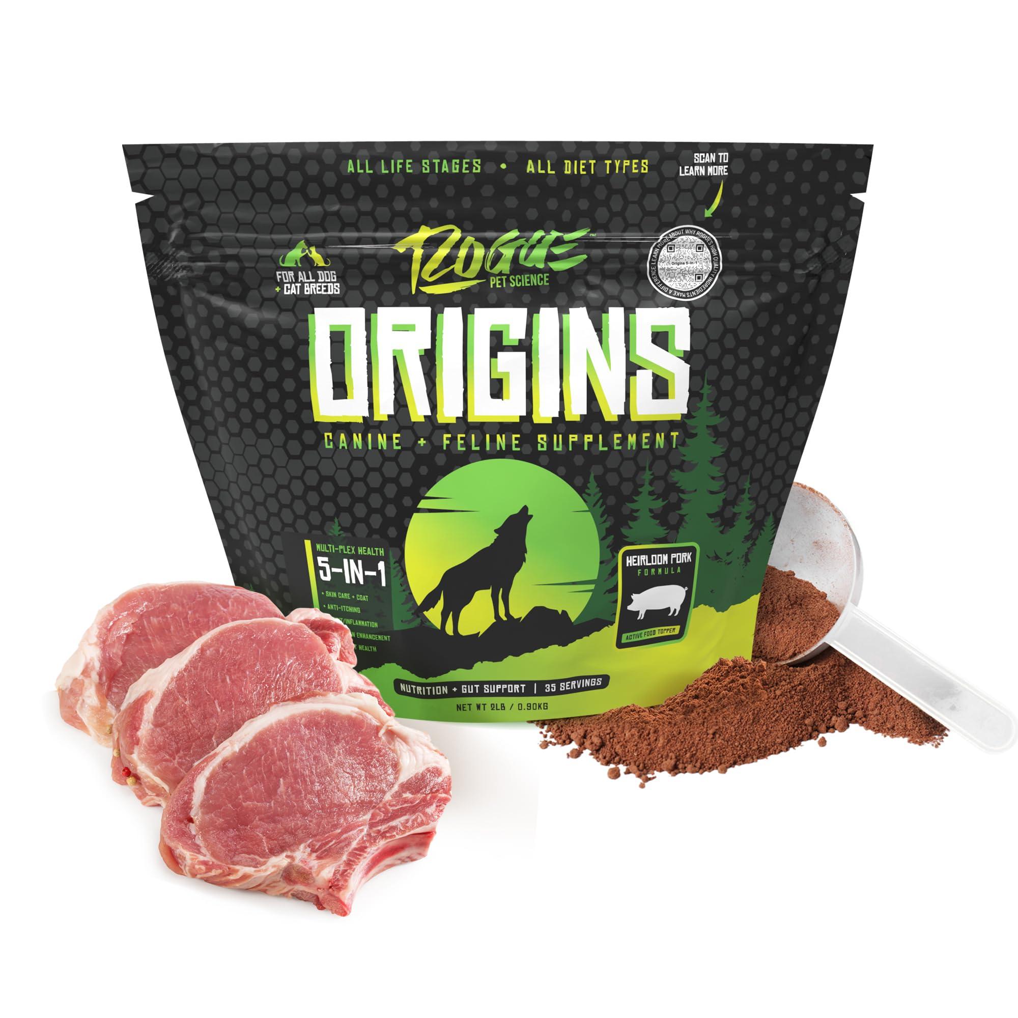 Rogue Pet Science Origins 5-in-1 Multi-Plex Heirloom Pork Dog & Cat Supplement, 2-lb