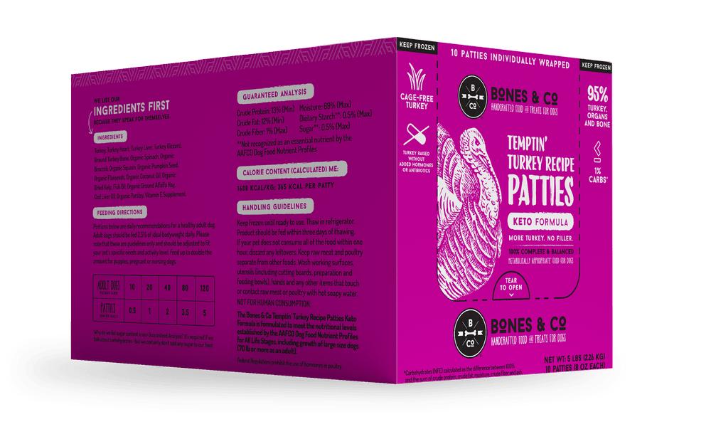 Bones & Co Temptin' Turkey Patties Individually Wrapped Frozen Dog Food
