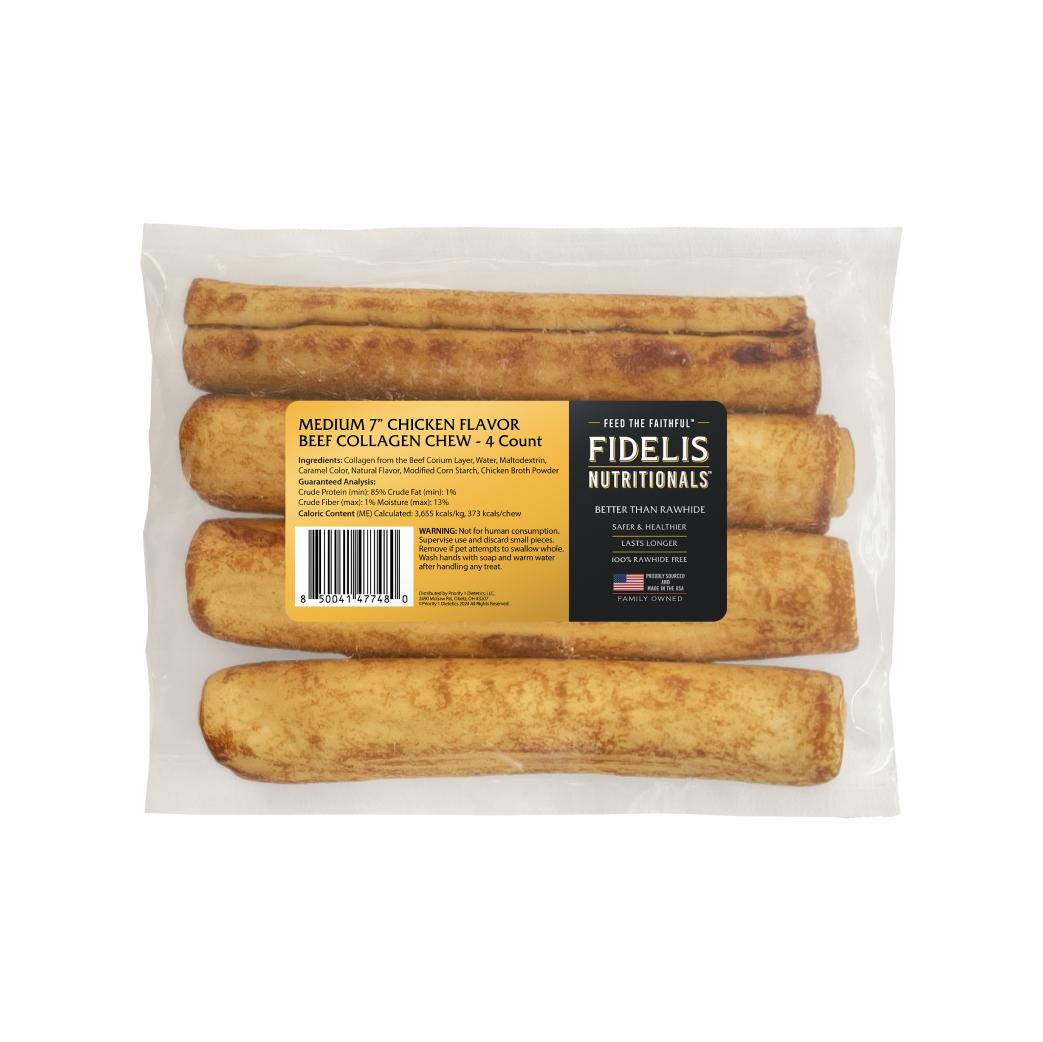 Fidelis Nutritionals Chicken Flavor Beef Collagen Chews Dog Treats, Medium, 4-pk