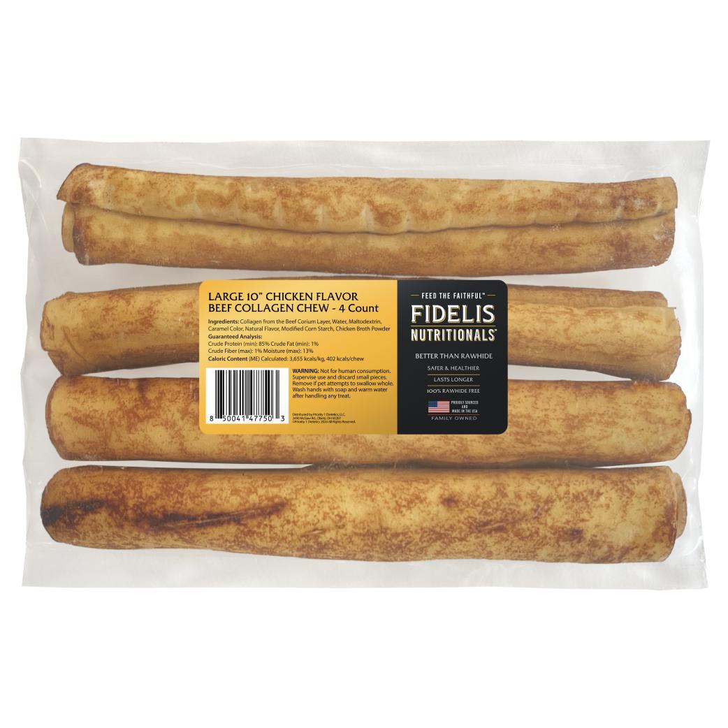 Fidelis Nutritionals Chicken Flavor Beef Collagen Chews Dog Treats, Large, 4-pk