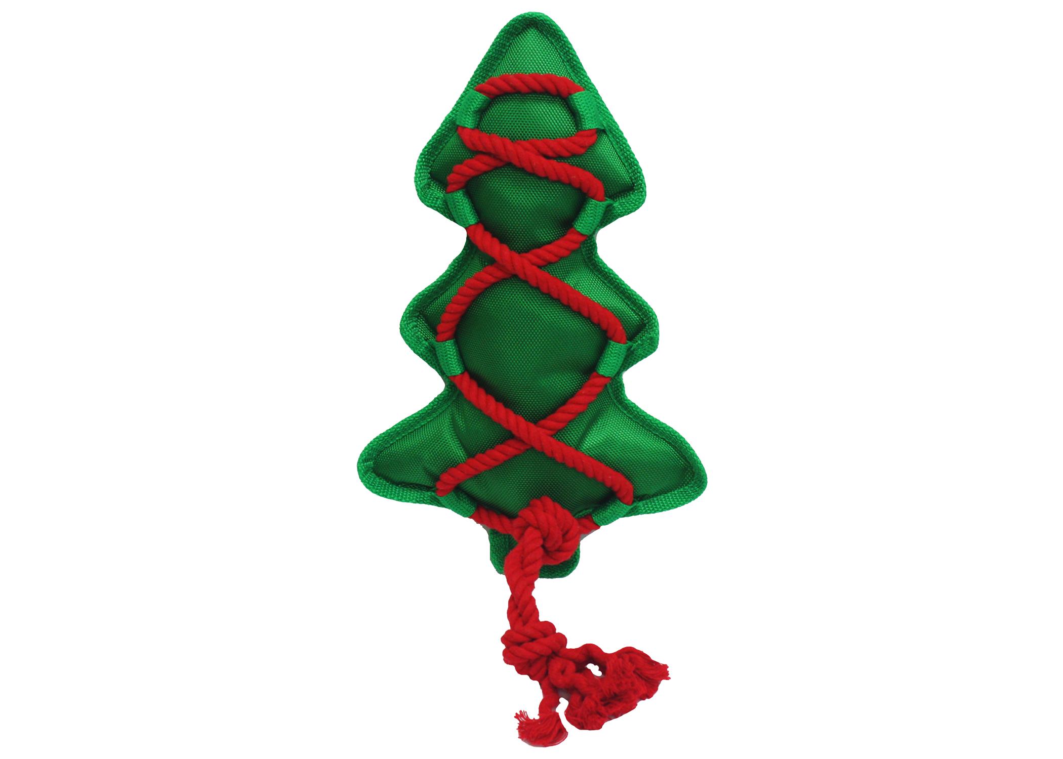 Multipet Holiday Cross-Ropes Christmas Tree Dog Toy, 12-in