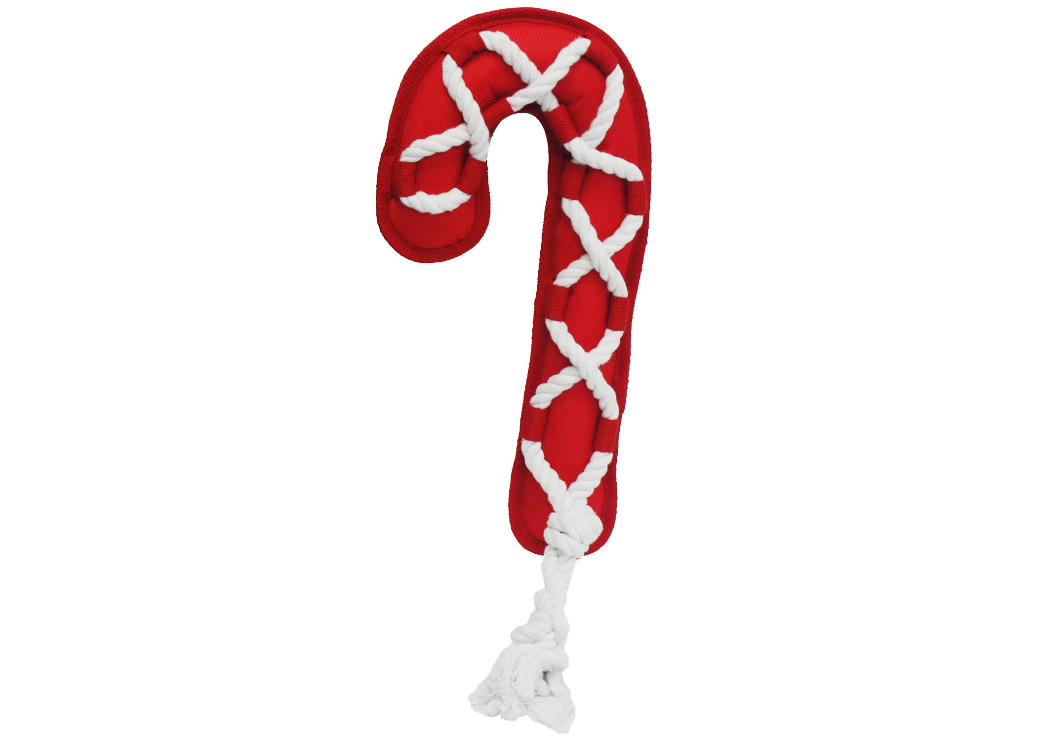 Multipet Holiday Cross-Ropes Candy Cane Dog Toy, 12-in