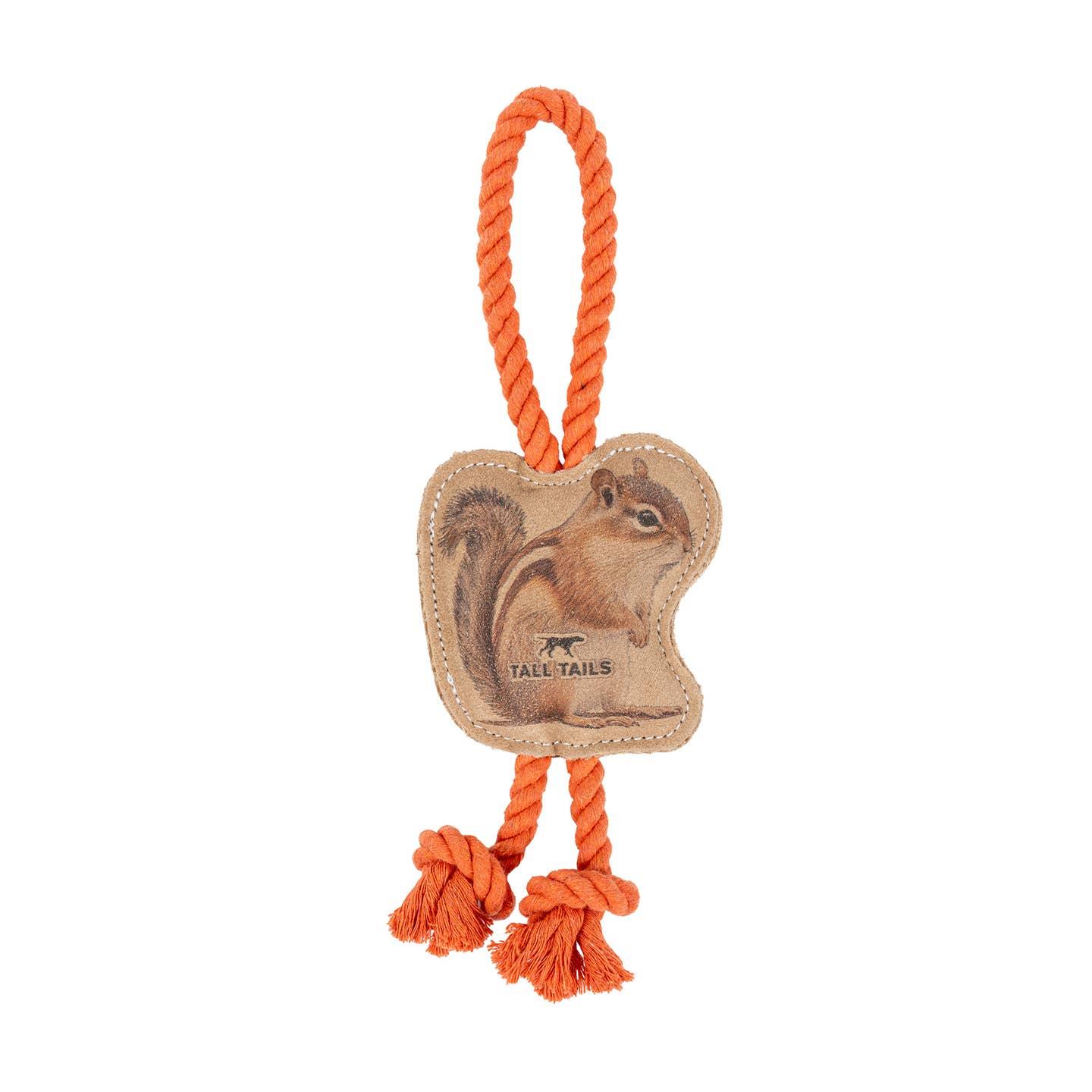 Tall Tails Natural Leather Chipmunk Tug Dog Toy