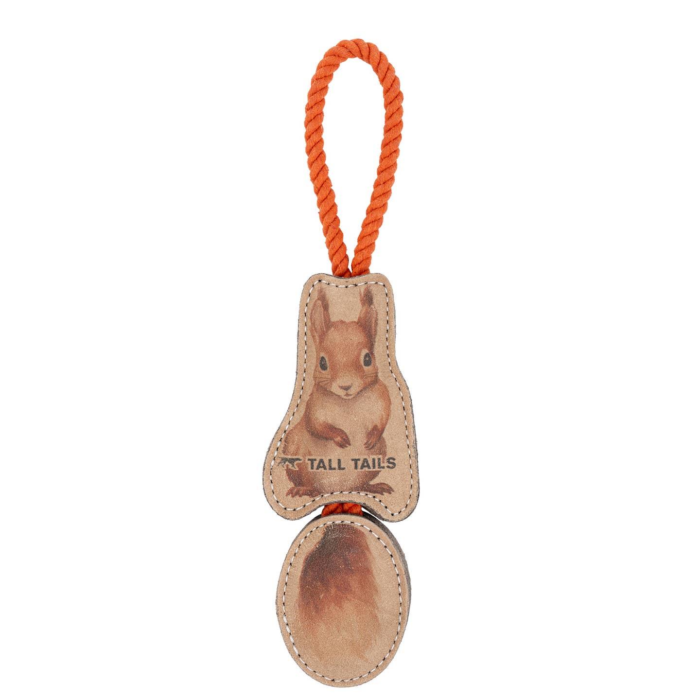 Tall Tails Natural Leather Jointed Squirrel Tug Dog Toy, 16-in