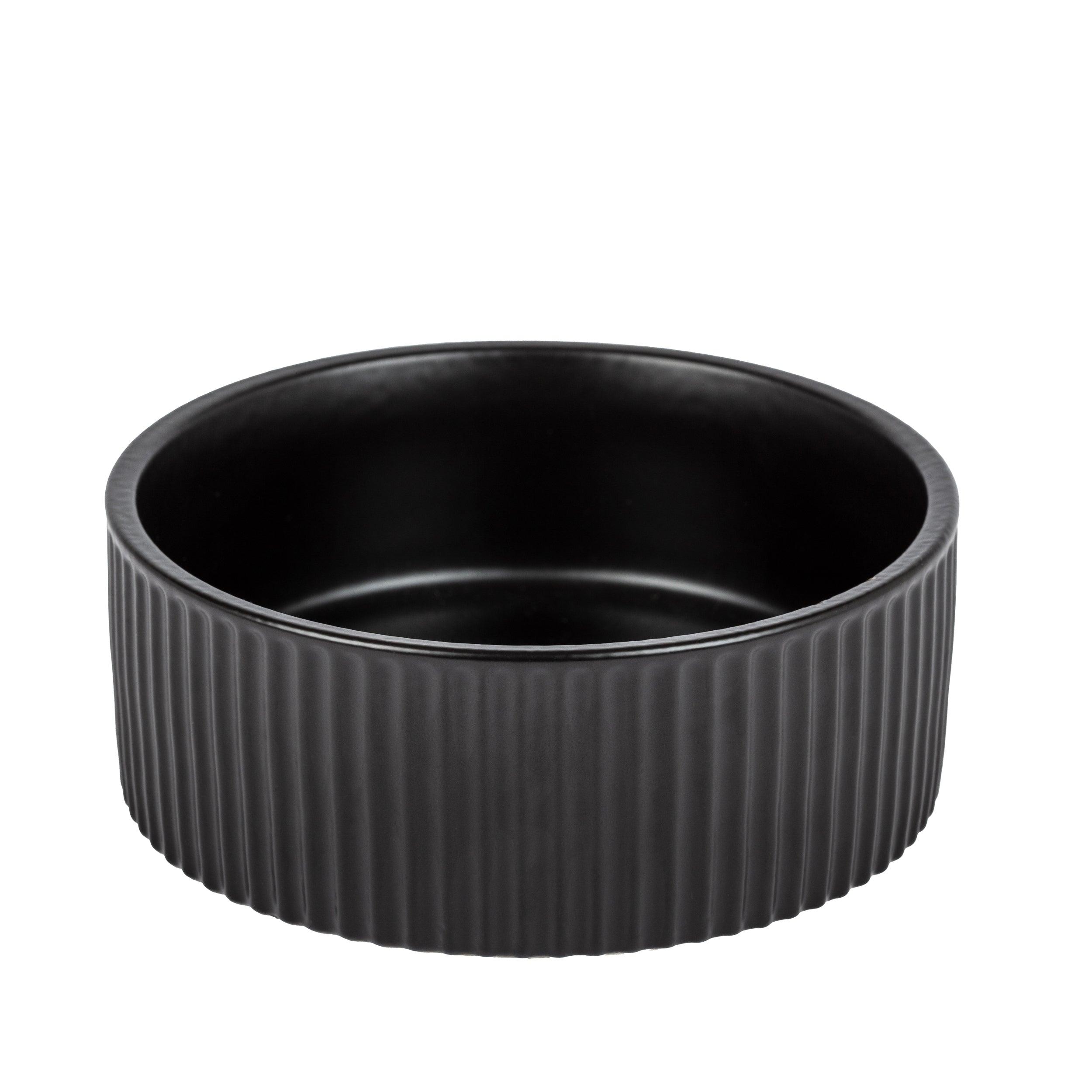 Park Life Designs JARDIN Ribbed Pet Bowl, Black, Large