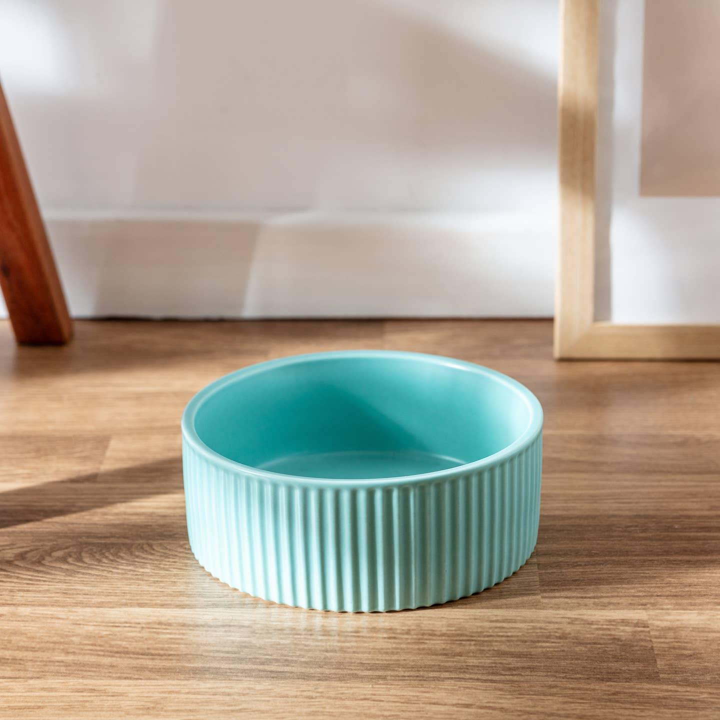 Park Life Designs JARDIN Ribbed Pet Bowl, Blue, Large