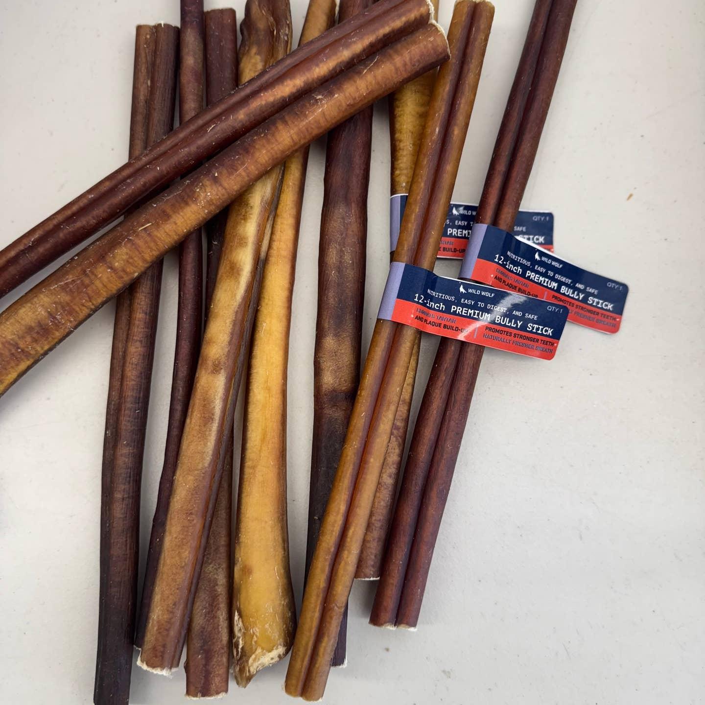 Wild Wolf Bully Sticks Premium Bully Stick Dog Treats, 12-in