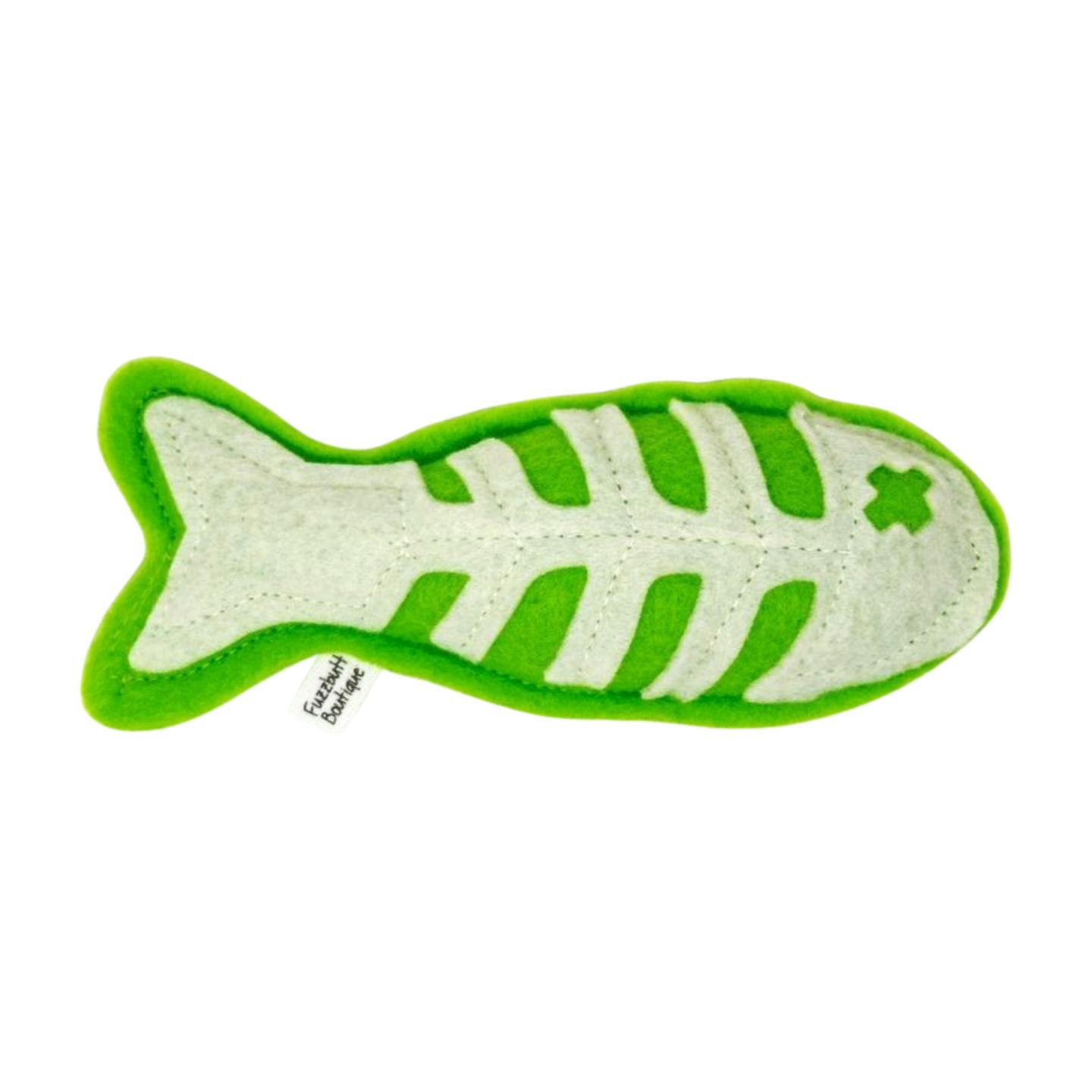 Fuzzbutt Boutique Dead Fish Felt Catnip Cat Toy, Lime, 6-in