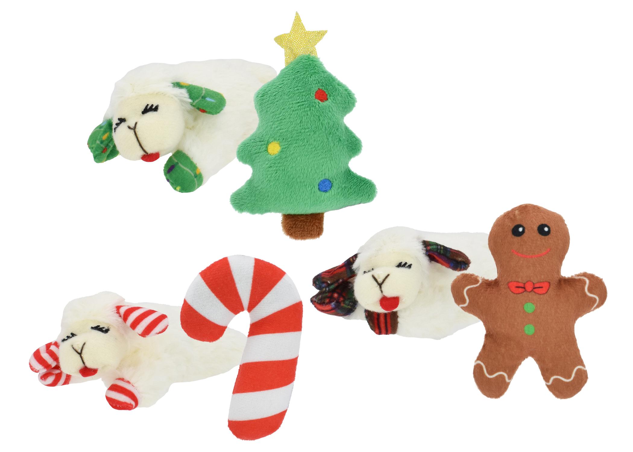 Multipet Holiday Lamb Chop Cat Toy, Assorted, 2-pk