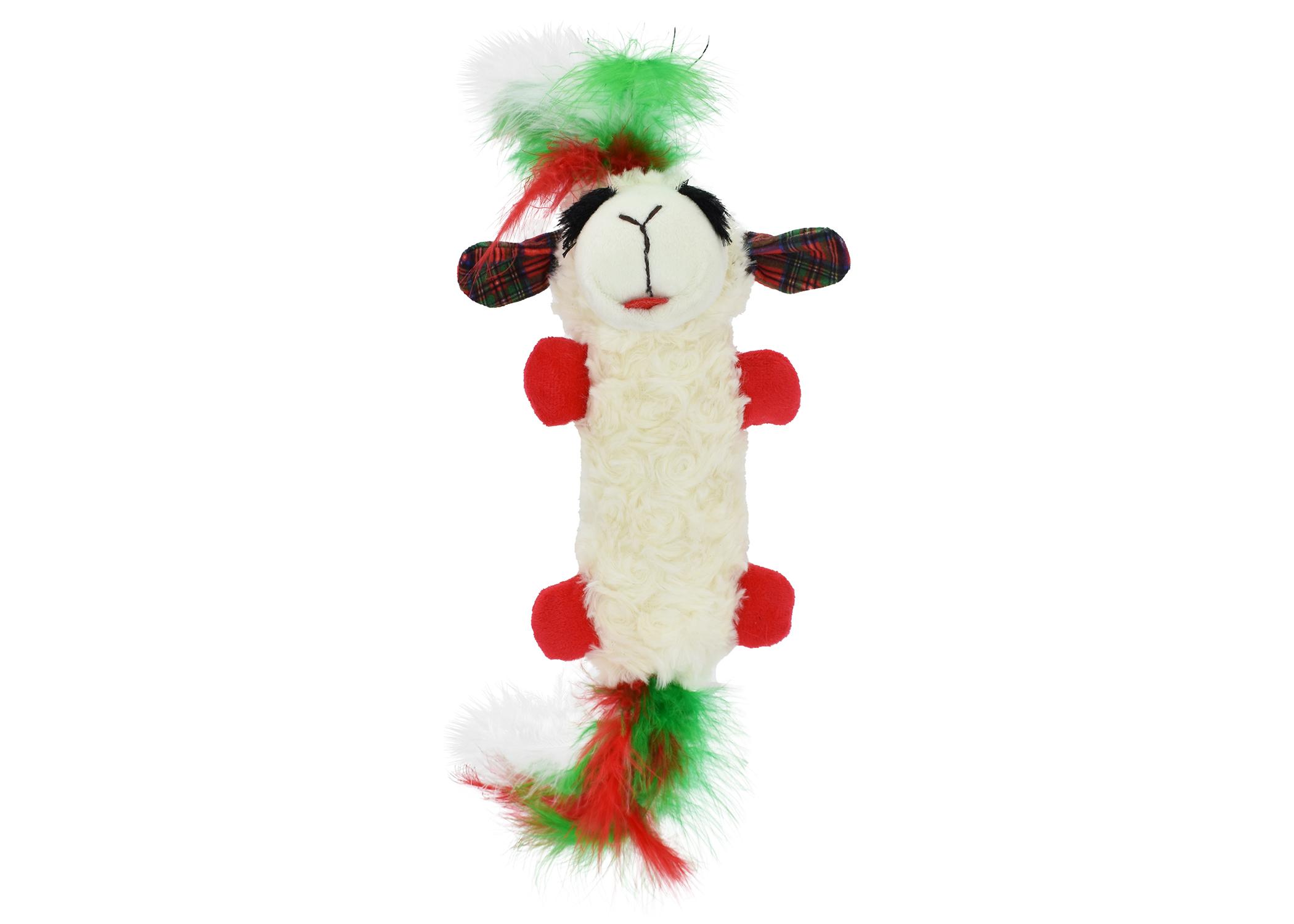 Multipet Holiday Lamb Chop Cuddler Cat Toy, 9-in