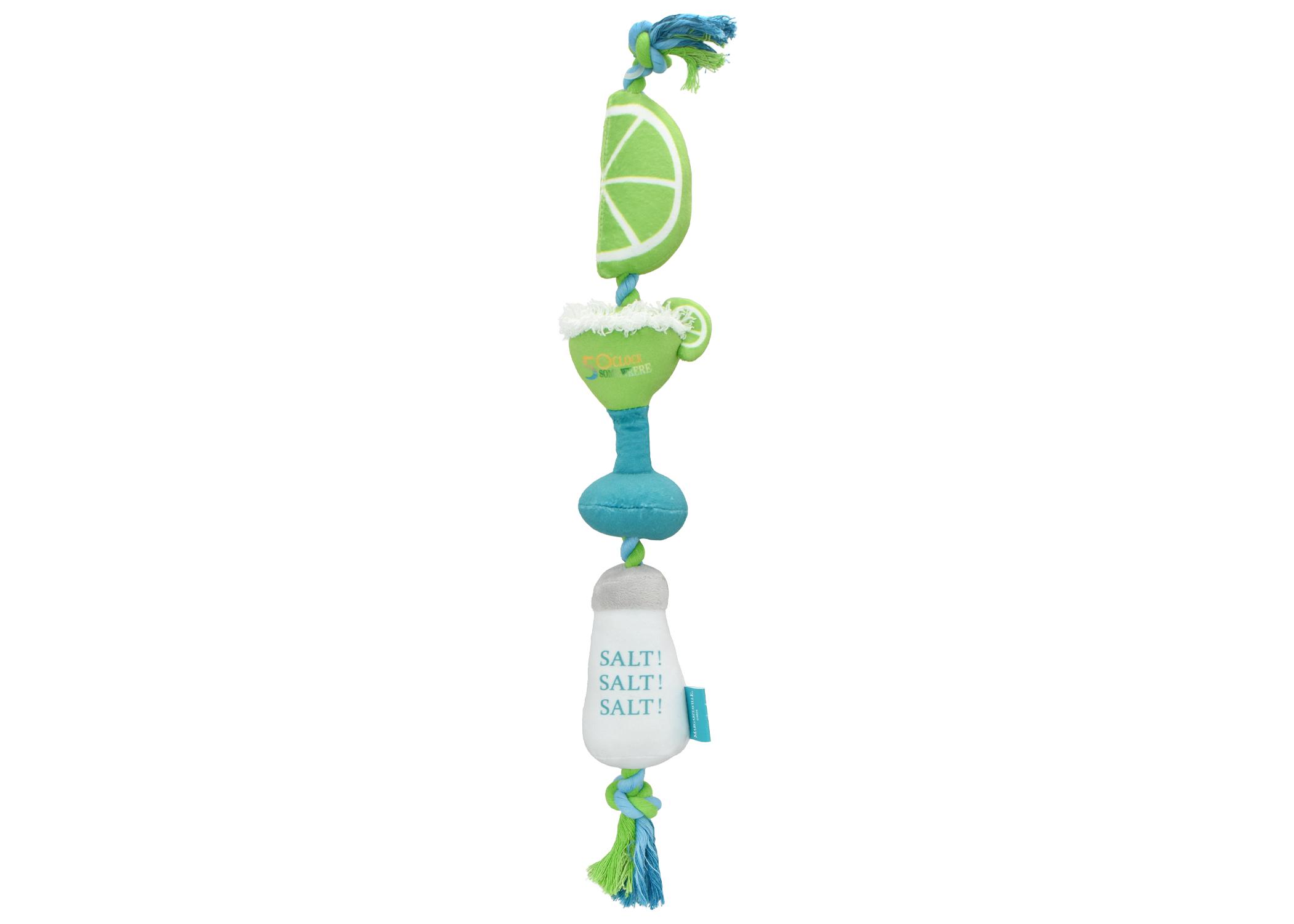 Multipet Margaritaville Lime, Margarita & Salt Rope Tug Dog Toy, 18-in