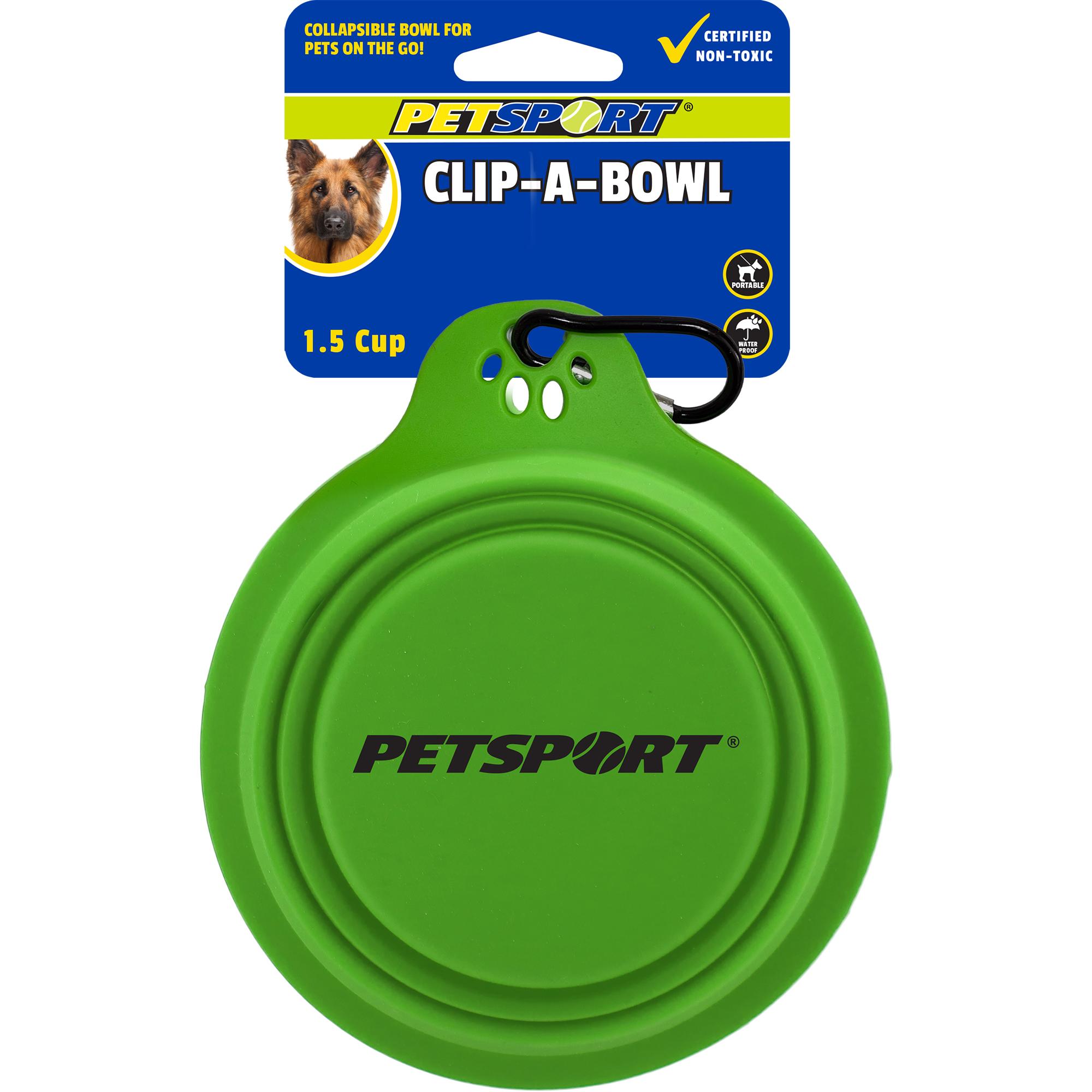 Petsport Clip-A-Bowl Collapsible Dog Travel Bowl, 1.5-cup