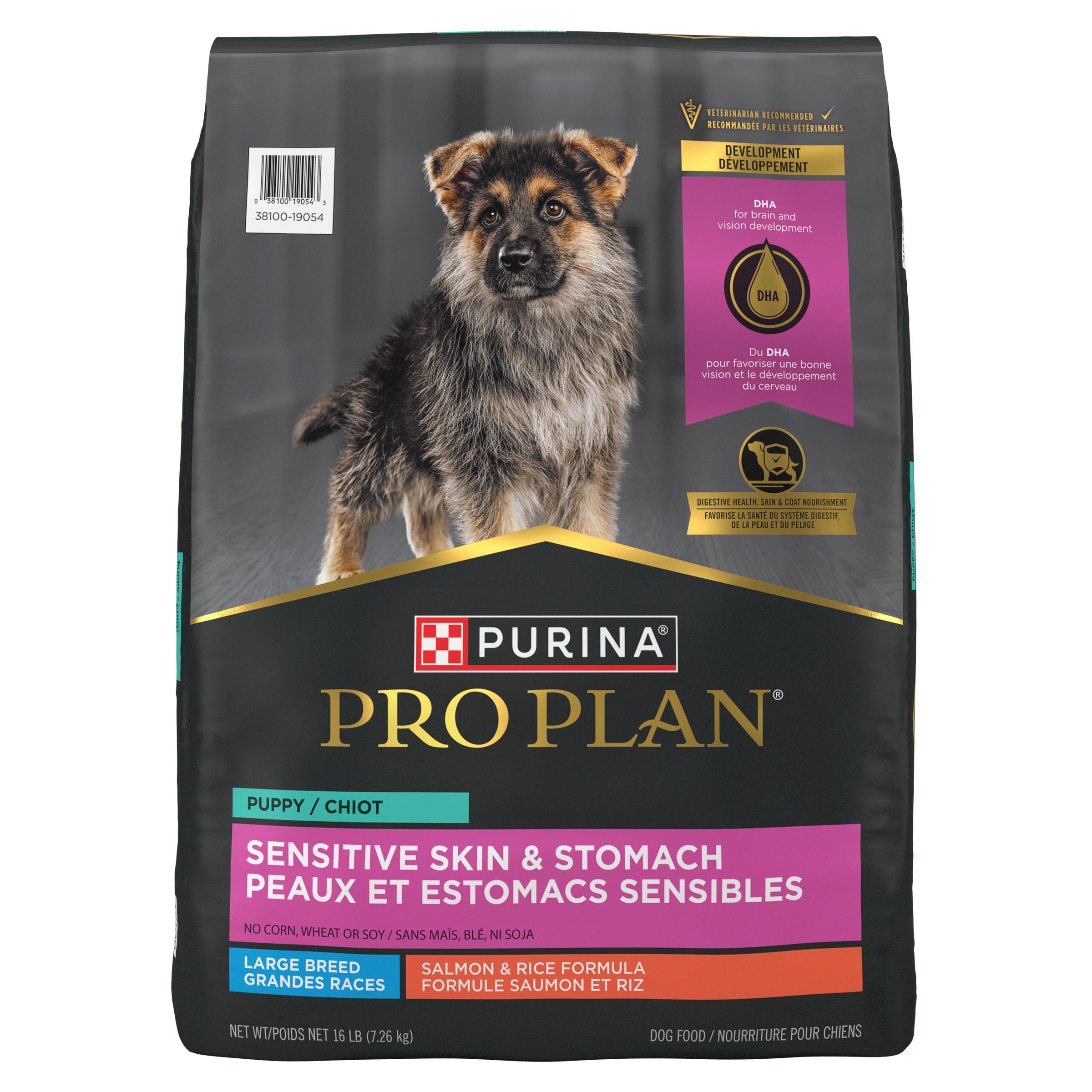 Purina Pro Plan Sensitive Skin & Stomach Salmon & Rice Large Breed Puppy Dry Dog Food, 16-lb