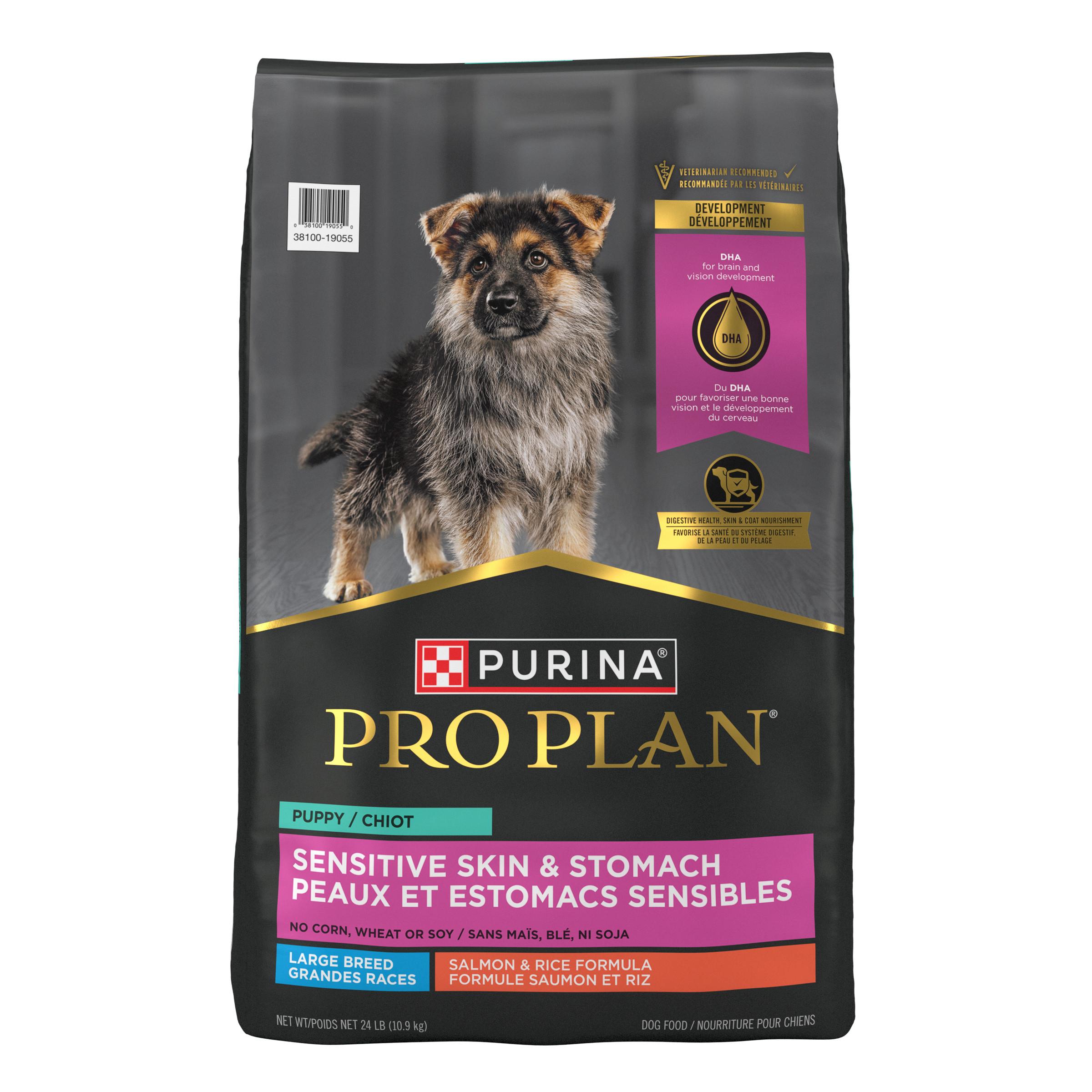 Purina Pro Plan Sensitive Skin & Stomach Salmon & Rice Large Breed Puppy Dry Dog Food, 24-lb