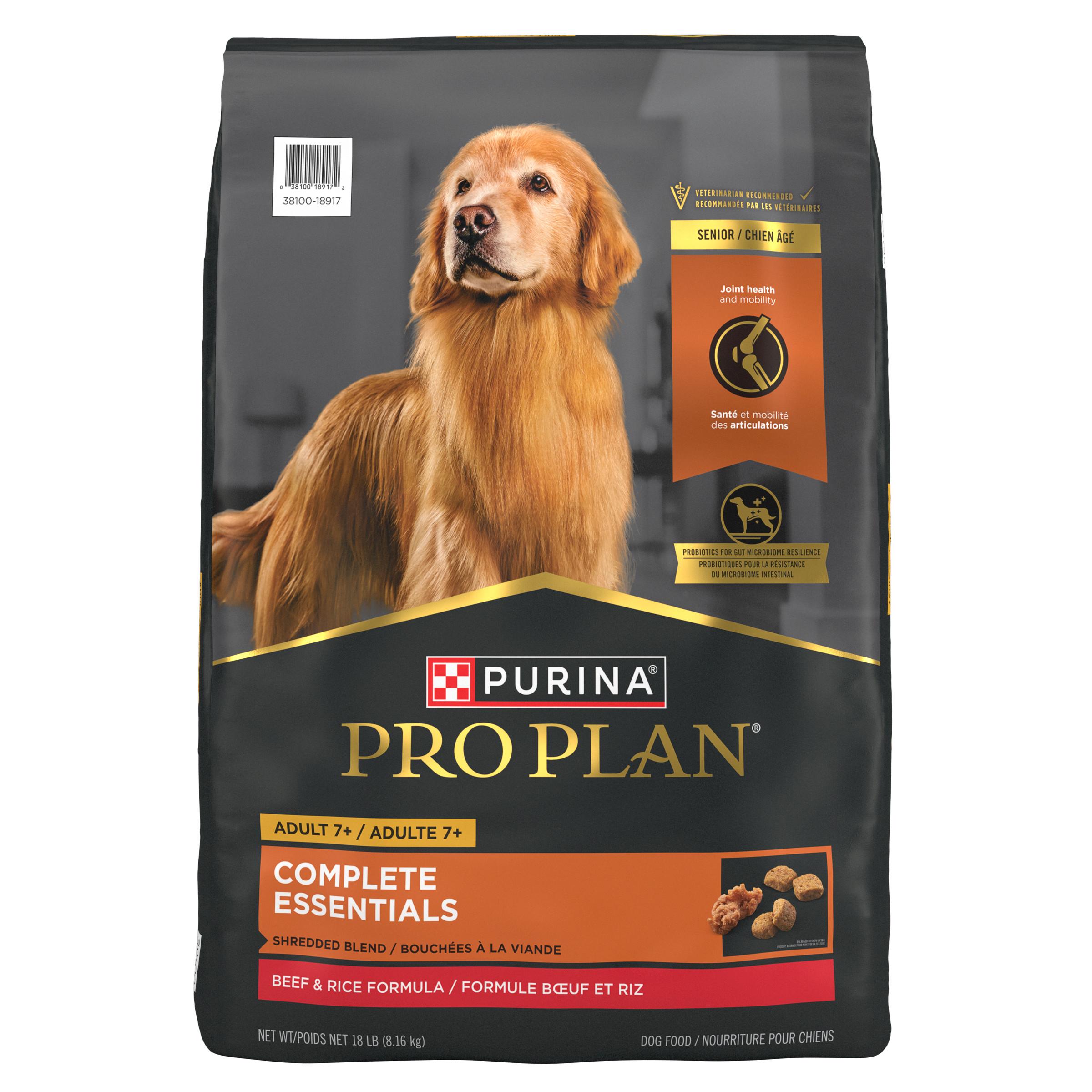 Purina Pro Plan Complete Essentials Shredded Blend Beef & Rice Adult 7+ Dry Dog Food