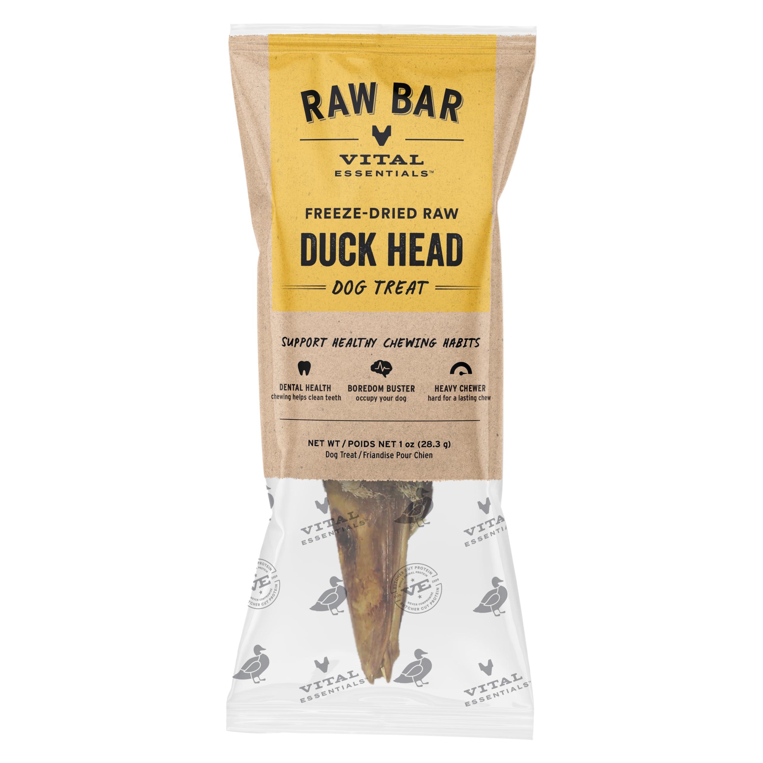 Vital Essentials Raw Bar Duck Head Freeze-Dried Raw Dog Treats, 1-pk