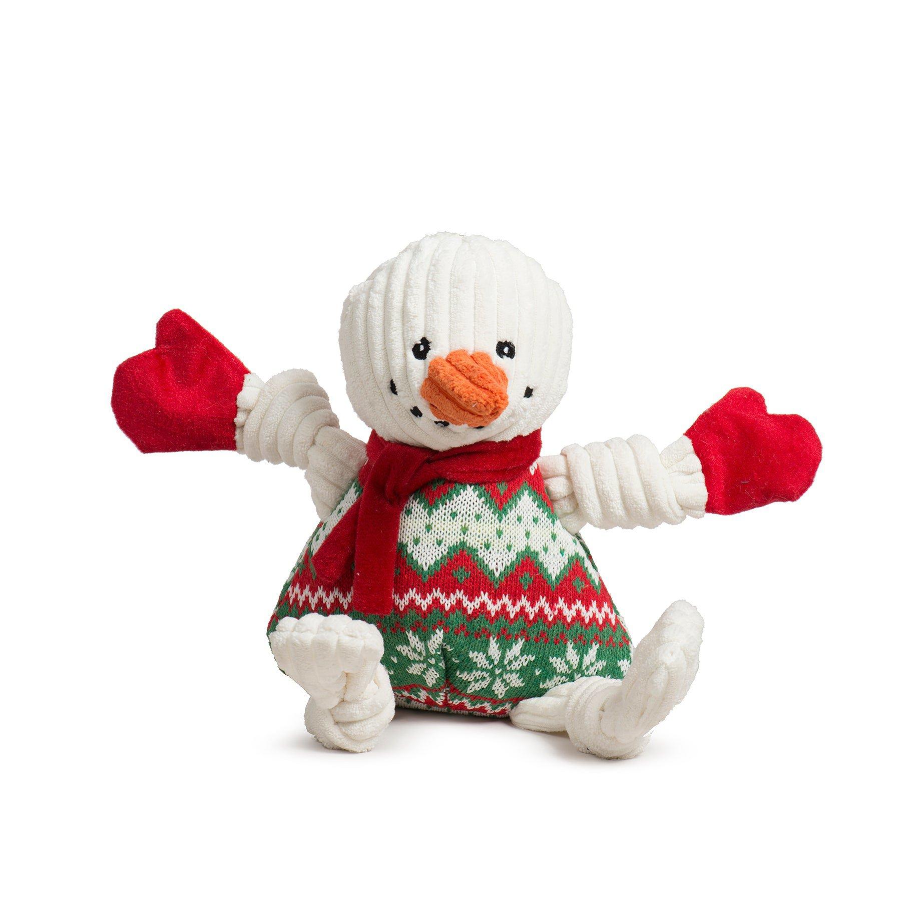 HuggleHounds Knottie Wintergreen Snowman Plush Dog Toy, Large