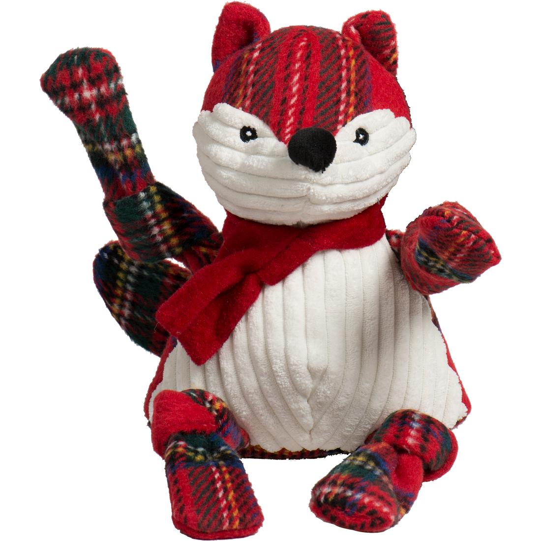 Hugglehounds Holiday Knottie Tartan Tidings Fox Plush Dog Toy, Large