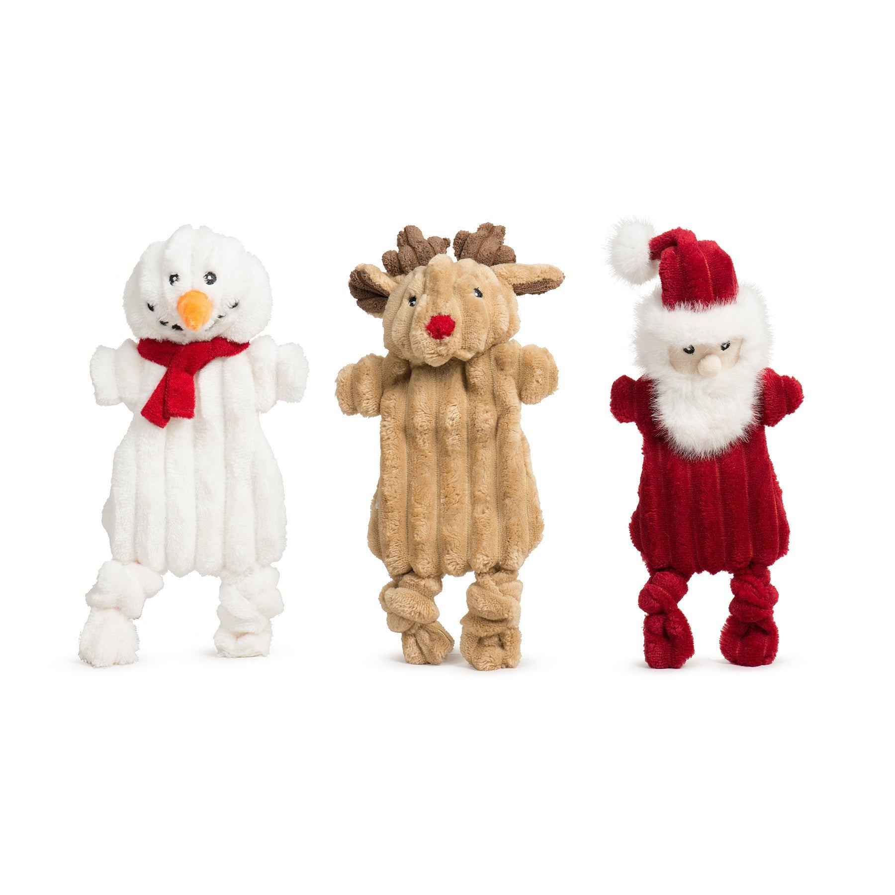 Hugglehounds Holiday HuggleFlatties Dog Toy, Assorted, 3-pk
