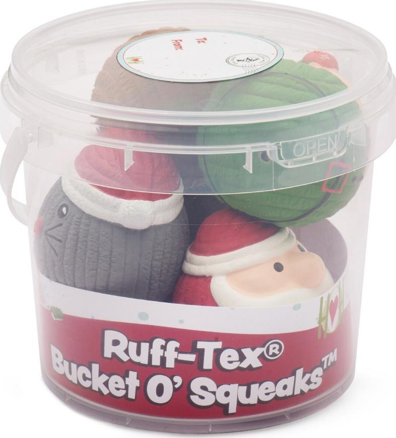 HuggleHounds Ruff-Tex Bucket O' Squeaks Squeaky Ball Dog Toy