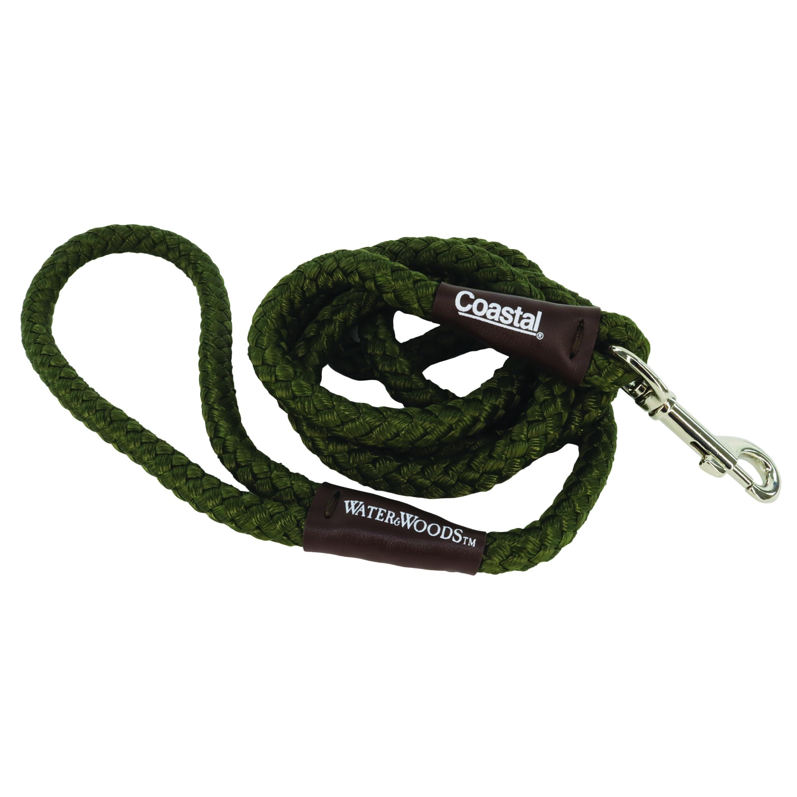 Coastal Water & Woods Braided Rope Snap Dog Leash, Green