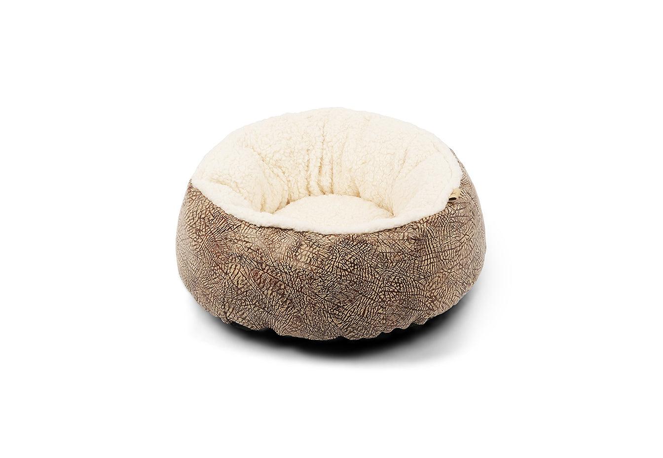 P.L.A.Y. Feline Frenzy Donut Cuddler Cat Bed, Sepia Espresso, Small