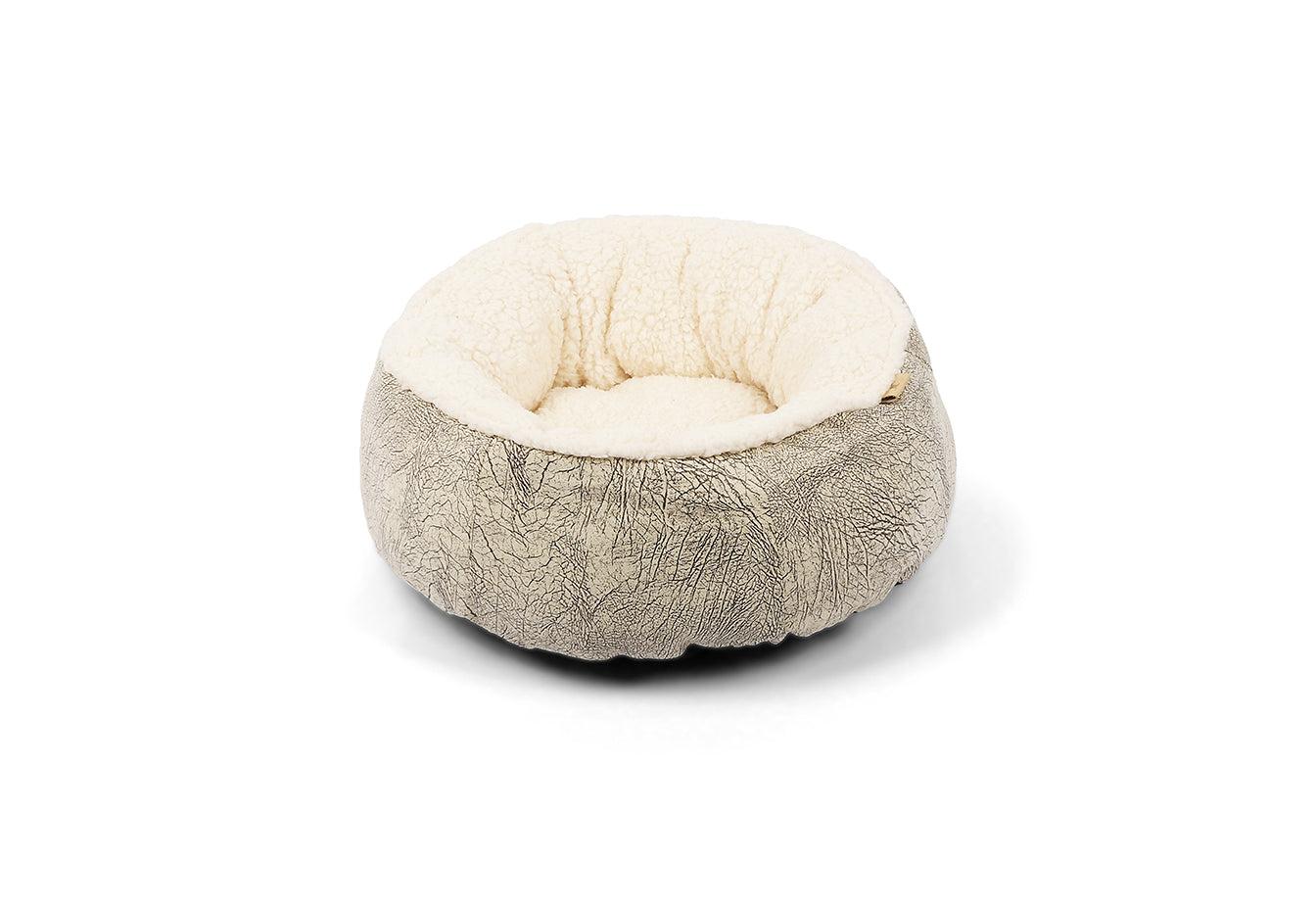 P.L.A.Y. Feline Frenzy Donut Cuddler Cat Bed, Ash Grey Chocolate, Small
