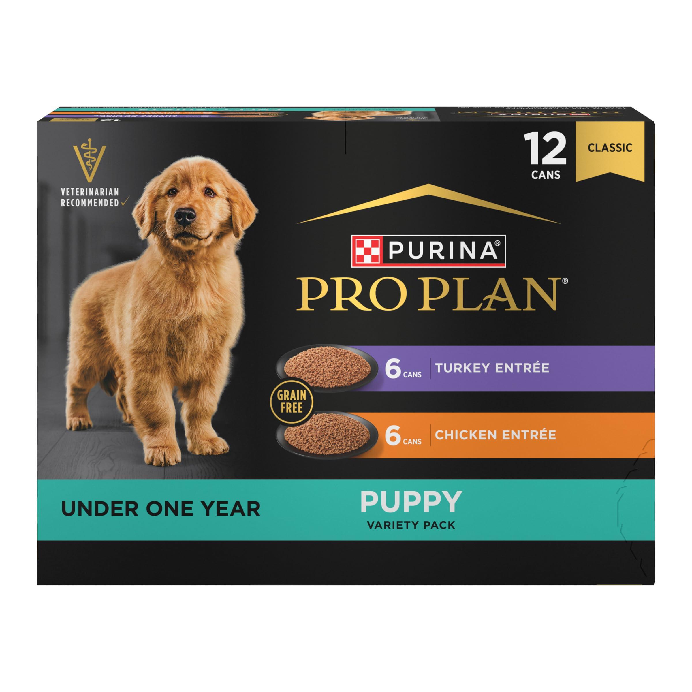 Purina Pro Plan Chicken & Turkey Entree Variety Pack Puppy Grain-Free Wet Dog Food Can
