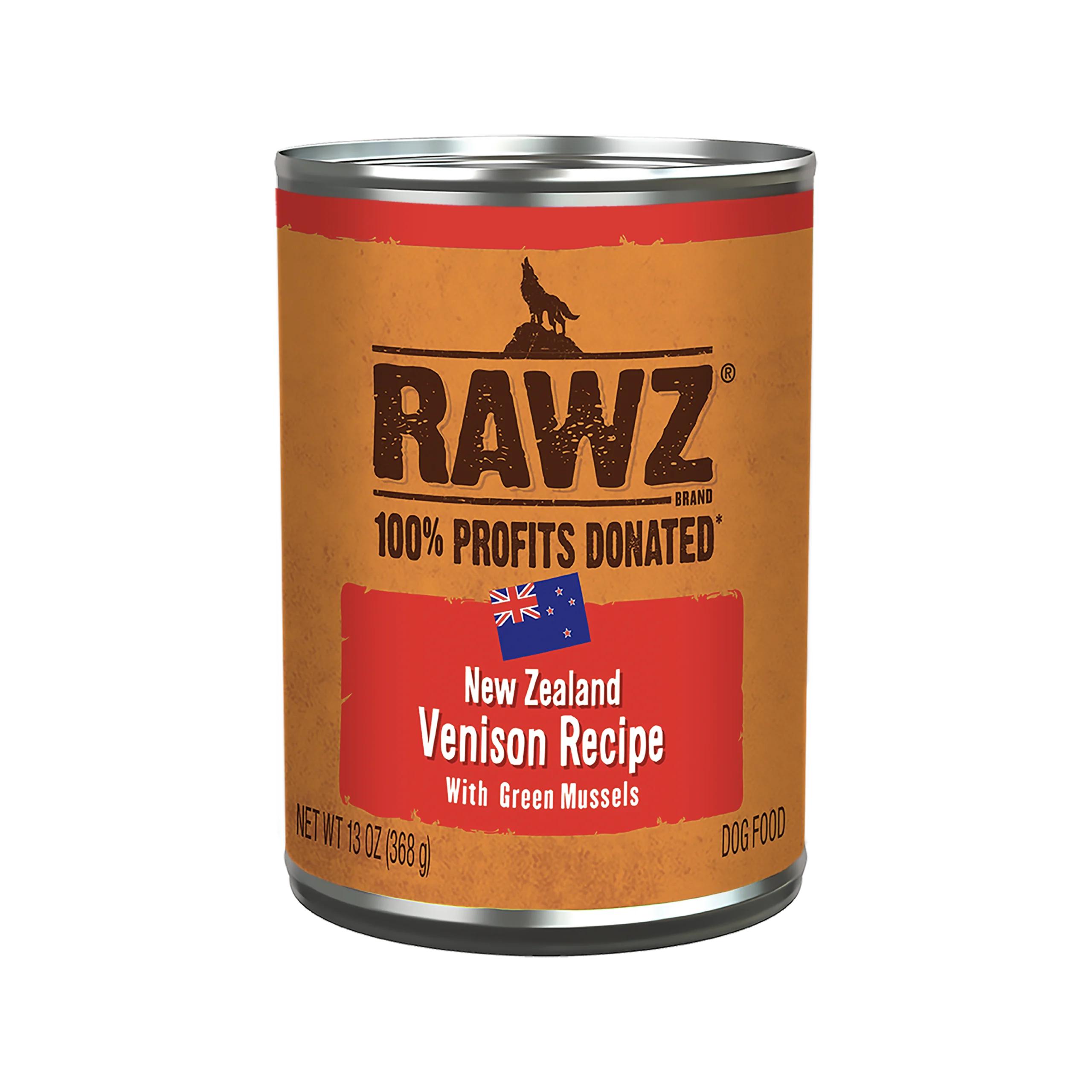 RAWZ 94% Venison with Green Mussels Pate Wet Dog Food Can, 13-oz