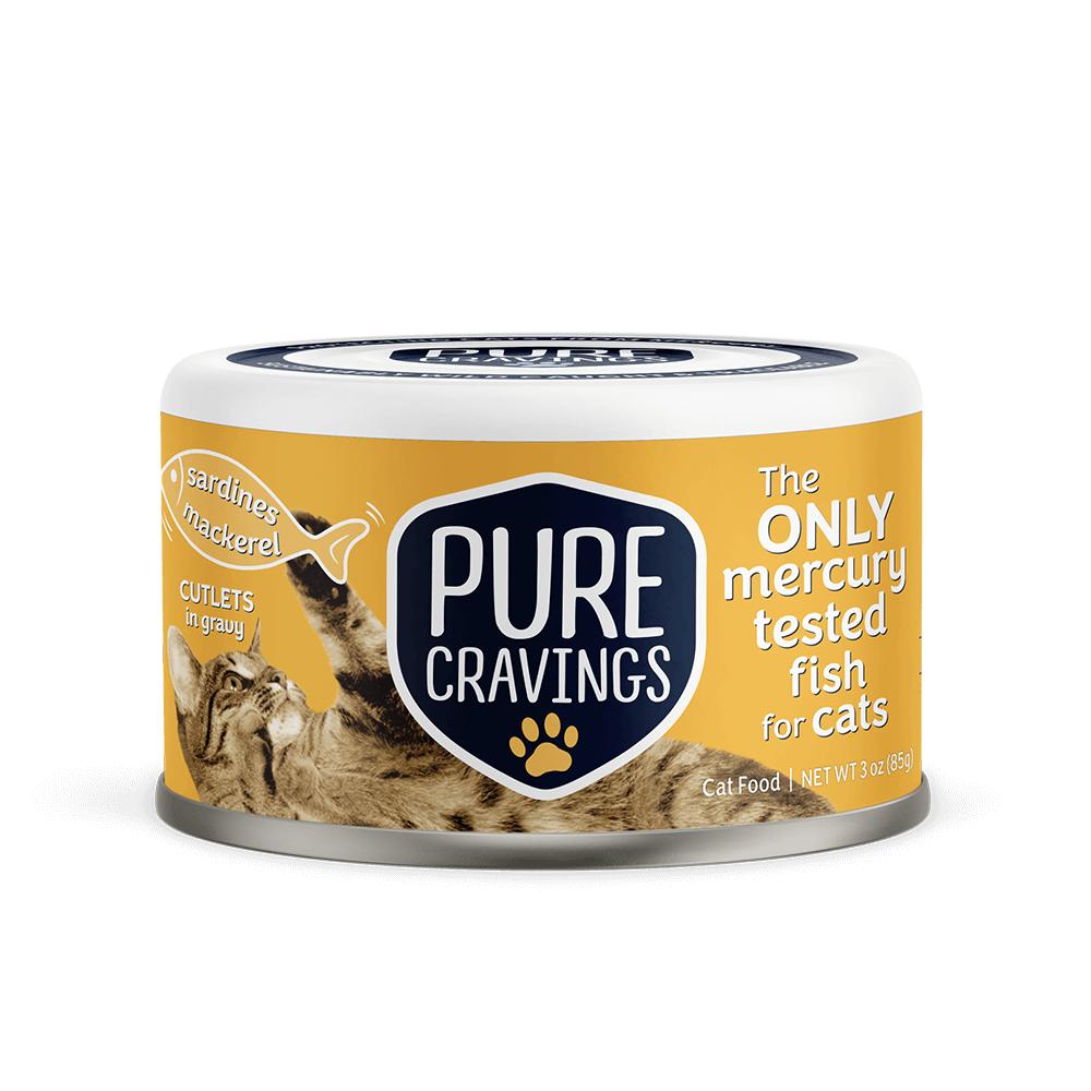 Pure Cravings Sardines & Mackerel Cutlets in Gravy Wet Cat Food Can, 3-oz