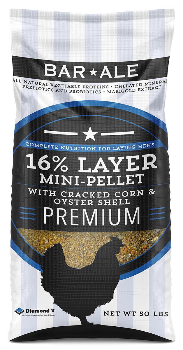 Bar ALE 16% Layer Mini-Pellet with Cracked Corn & Oyster Shell Poultry Feed, 50-lb