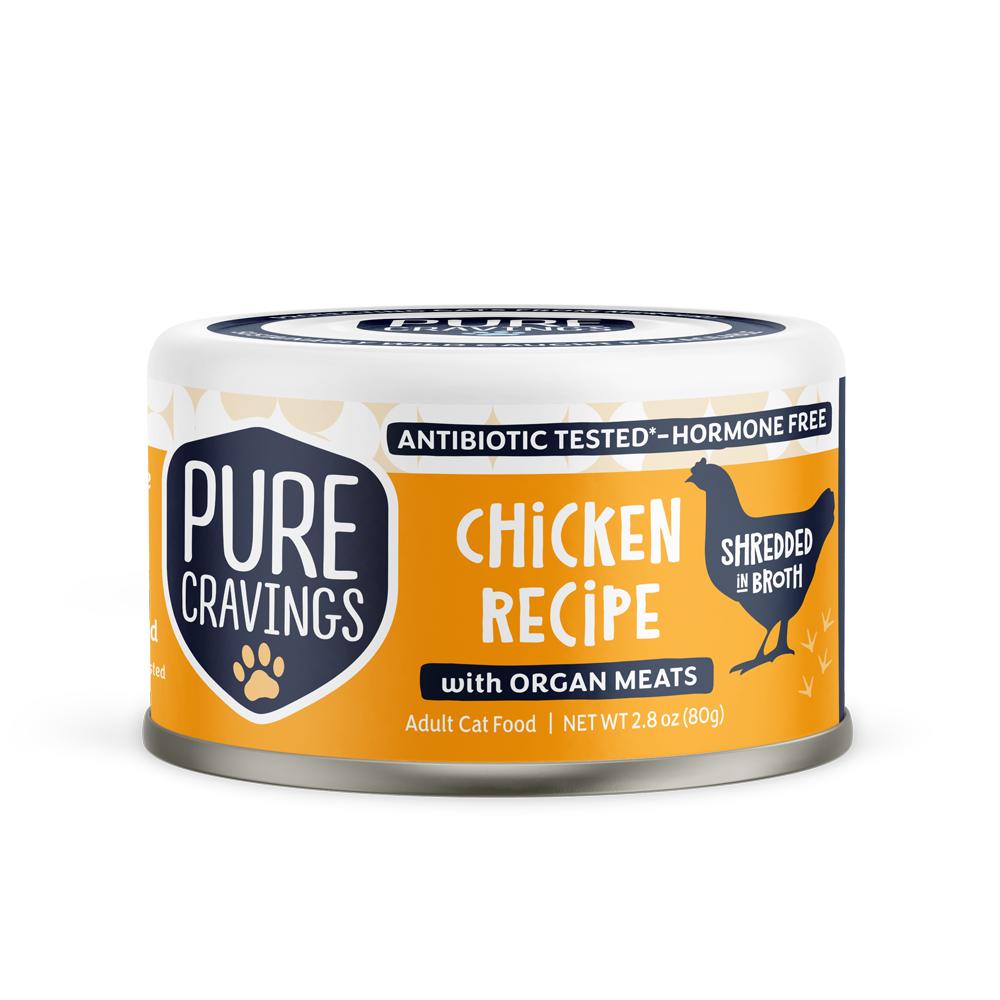 Pure Cravings Chicken in Broth Shredded Wet Cat Food Can