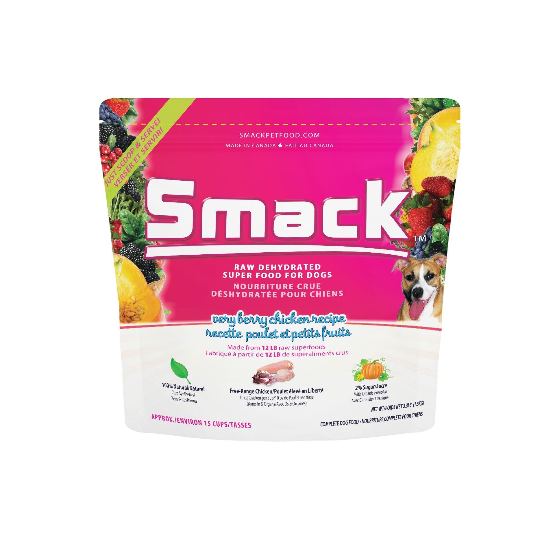 Smack Pet Food Very Berry Chicken Dehydrated Dog Food, 3.3-lb|1.5-kg