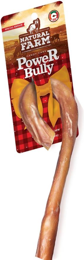 Natural Farm Power Bully Candy Cane Dog Treats, 9-in, 1-count