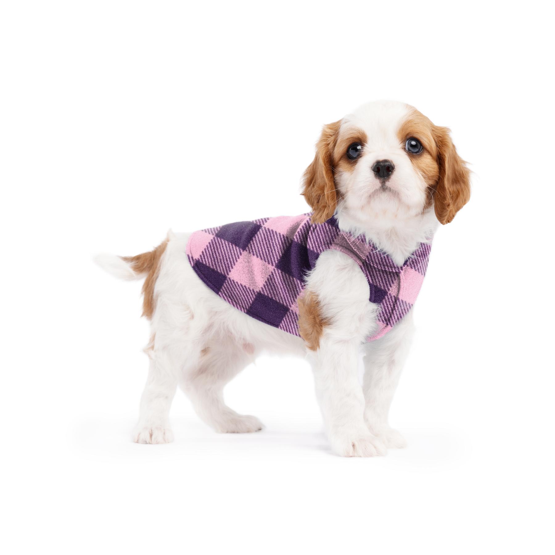 Goldpaw Stretch Fleece Dog Coat, Rose Buffalo Check