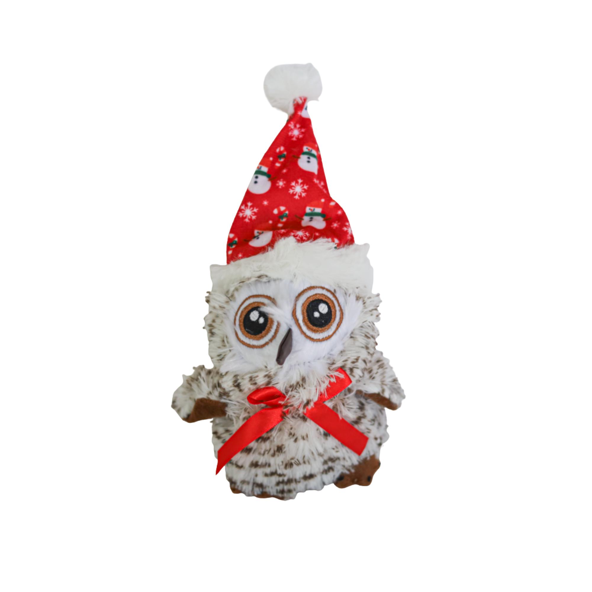 Steel Dog Holiday Baby Owl with Hat Dog Toy