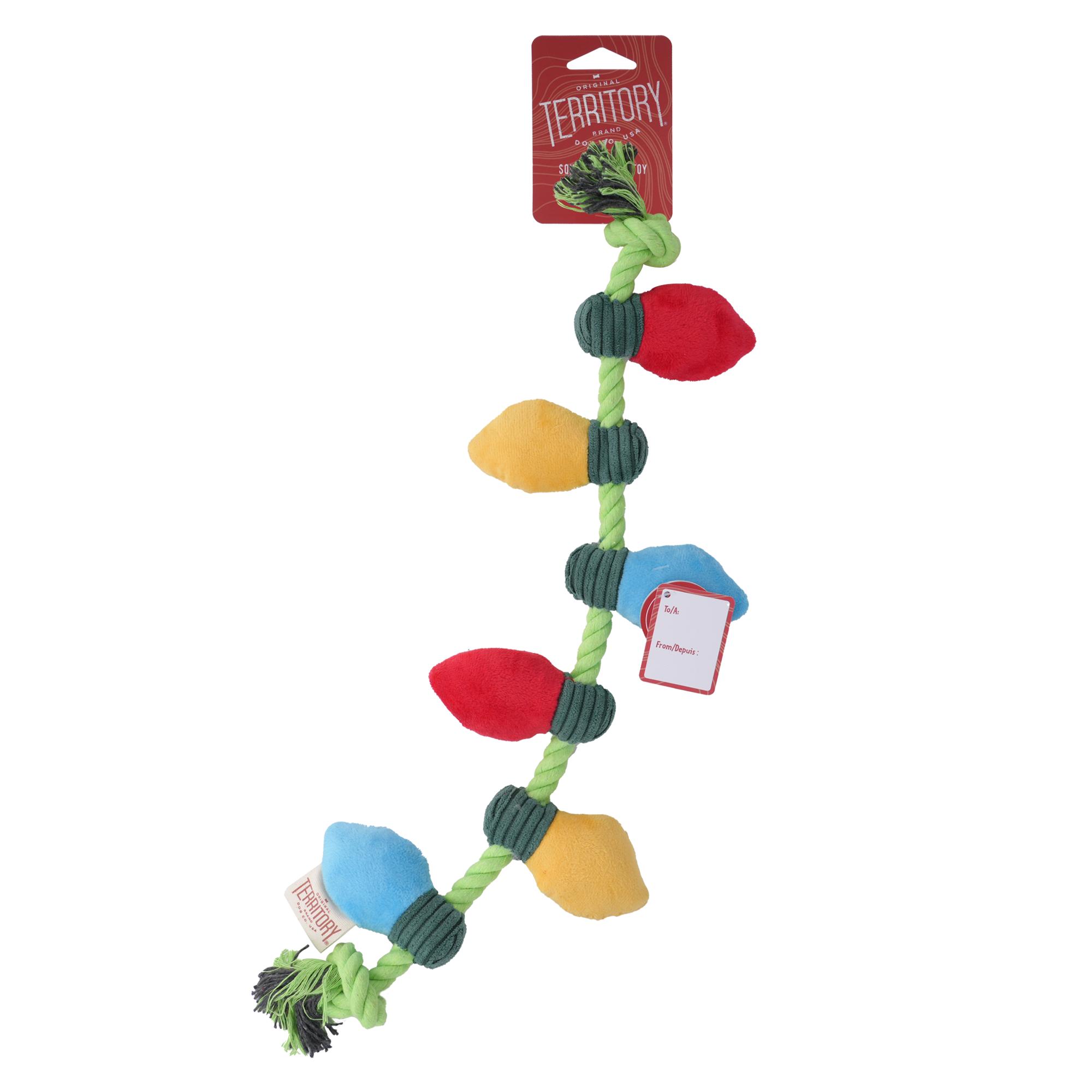 Original Territory Holiday Lights Tug Dog Toy, 16-in
