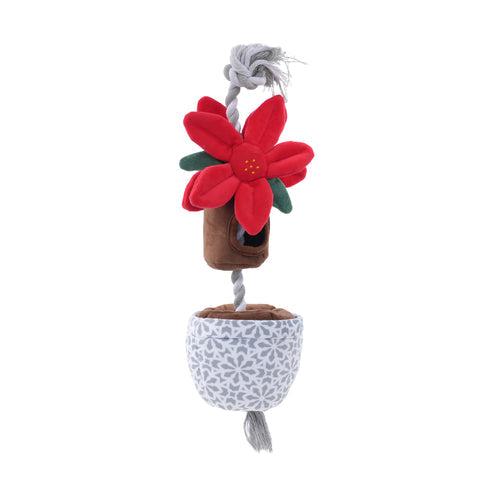 Tall Tails Holiday Poinsettia Tug & Treat Dog Toy, 16-in